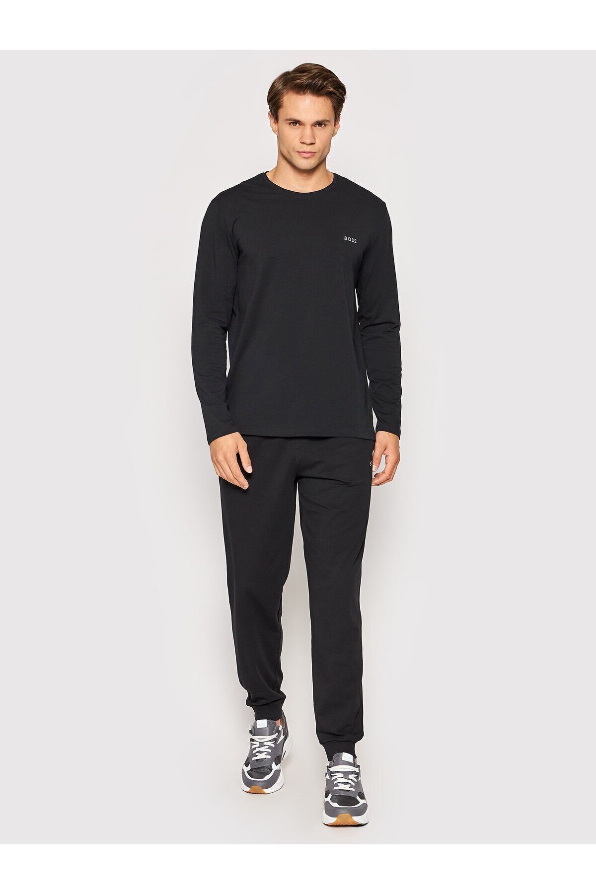 سویشرت مشکی مردانه آستین بلند Slim Fit Sweatshirt 001 BOSS