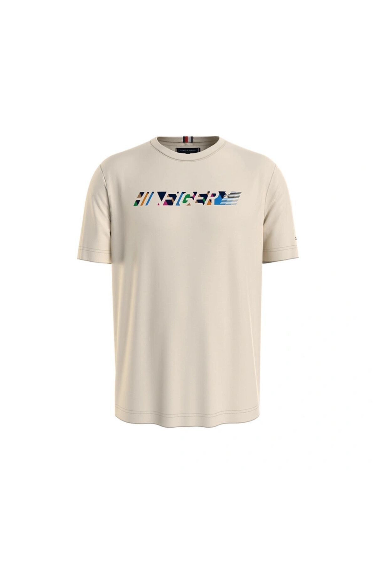 تی شرت نود مردانه آرم نام تجاری Zero Collar 's Bare Beige Tresh Mw0MW34419 AEF Tommy Hilfiger