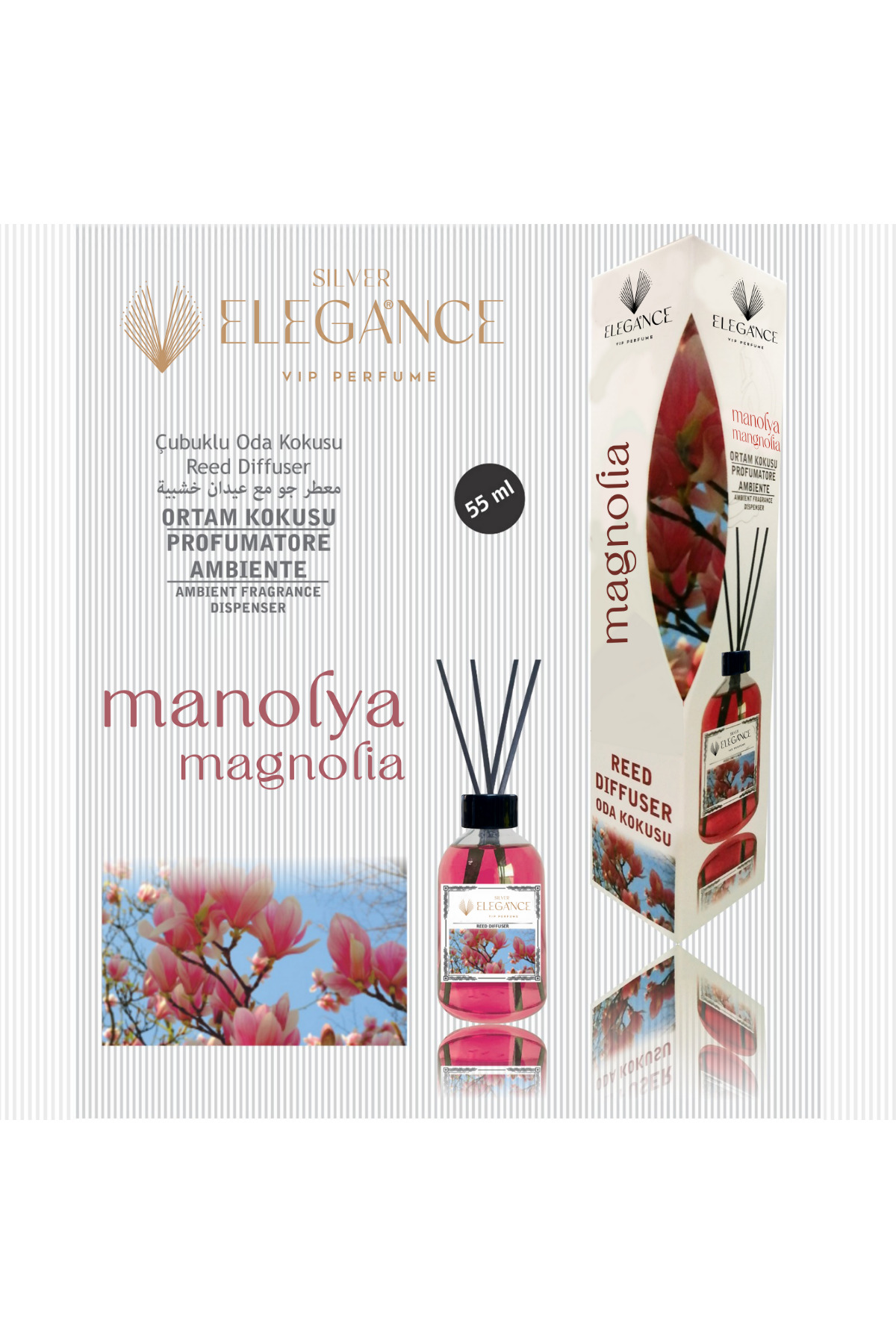 Özel Fiyat - Manolya Reed Diffuser Bambu Çubuklu Oda Kokusu (55 ML)