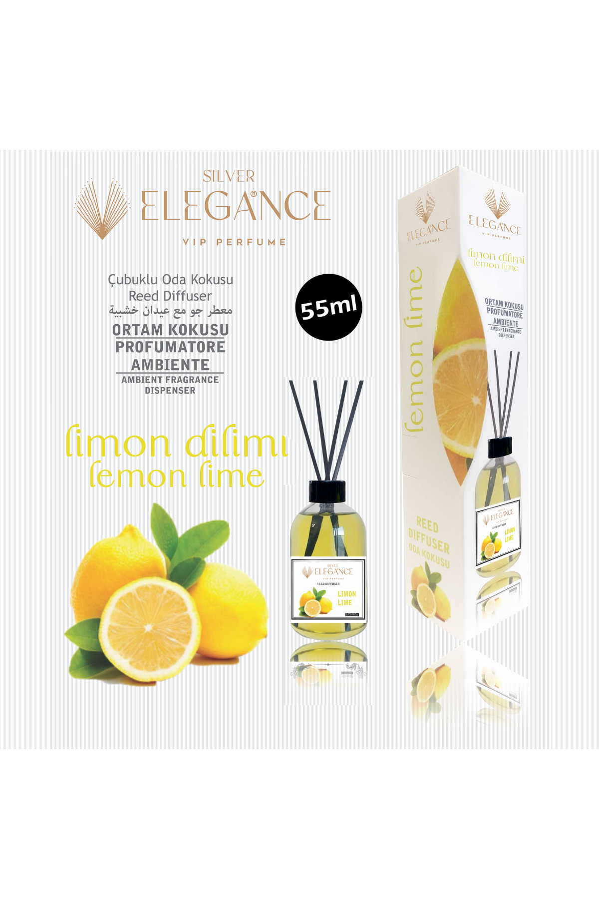 Özel Fiyat - Limon Dilimi Reed Diffuser Bambu Çubuklu Oda Kokusu (55 ML)