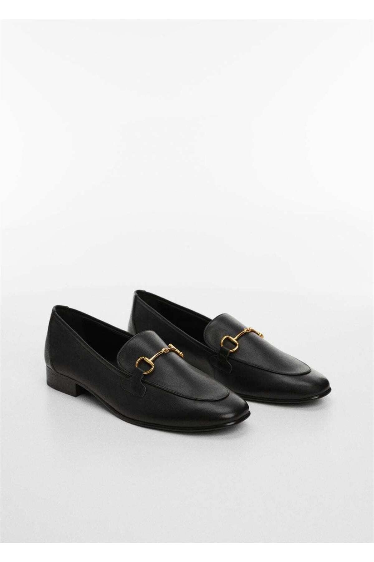 MANGO Woman-Δερμάτινο Loafer - Με Μεταλλική Λεπτομέρεια 1