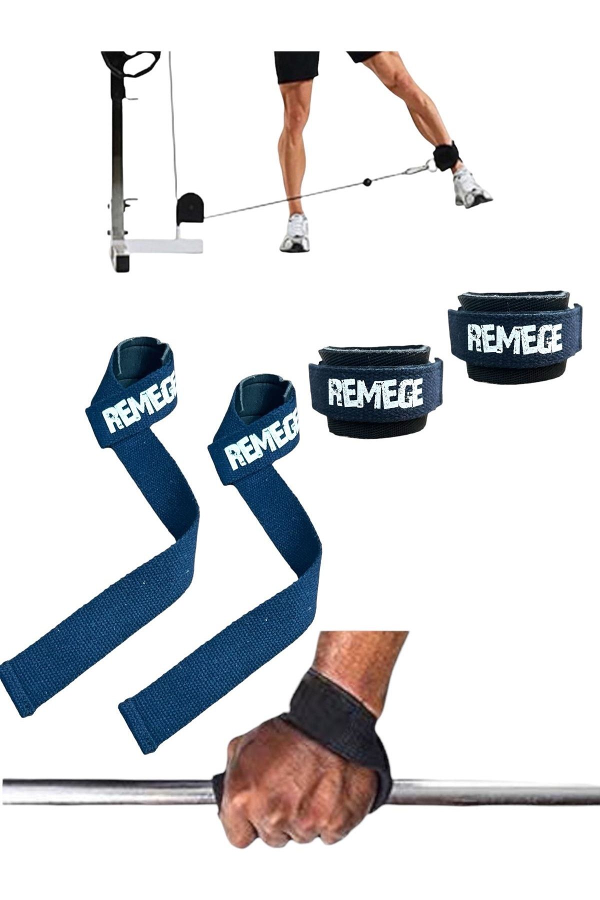 REMEGE Halter Ağırlık Kaldırma Kayışı Strap - D-Ring Fitness Reformer Crossfit Ayak Bilek Kayışı İkili Set