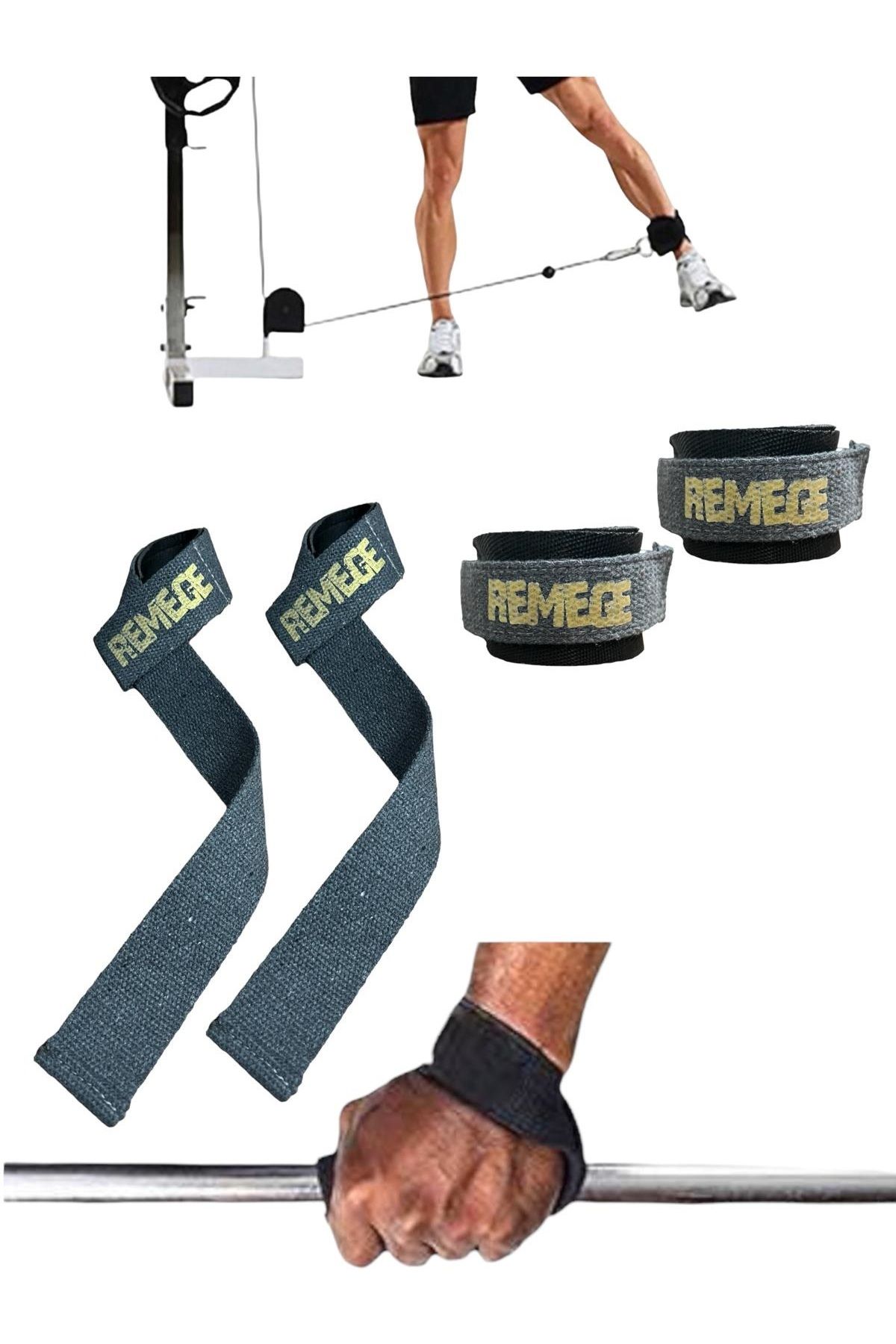 REMEGE Halter Ağırlık Kaldırma Kayışı Strap - D-Ring Fitness Reformer Crossfit Ayak Bilek Kayışı İkili Set