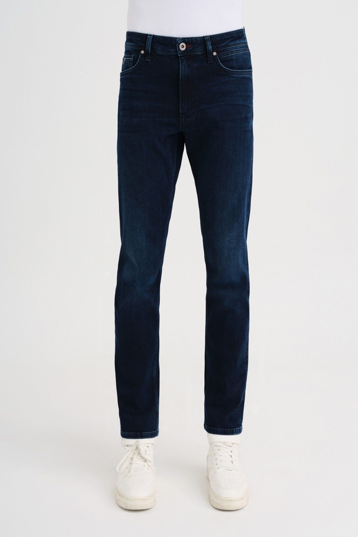 Loft 2033783 Dark Blue Men s Terry Brown Slim Fit Regular Waist Shrinkable Leg Jeans Trendyol