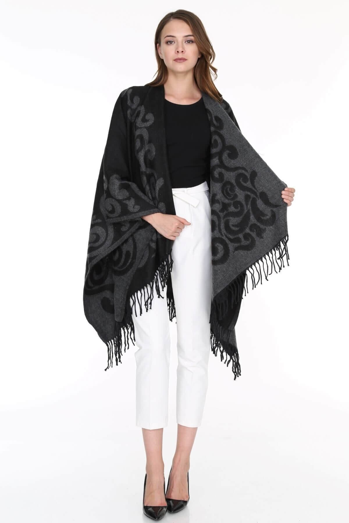 Patiska-Women's Smoked Selma Patterned Poncho 1163357 4
