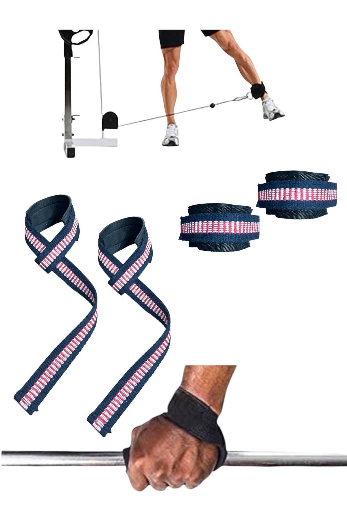 REMEGE Halter Ağırlık Kaldırma Kayışı Strap - D-Ring Fitness Reformer Crossfit Ayak Bilek Kayışı İkili Set