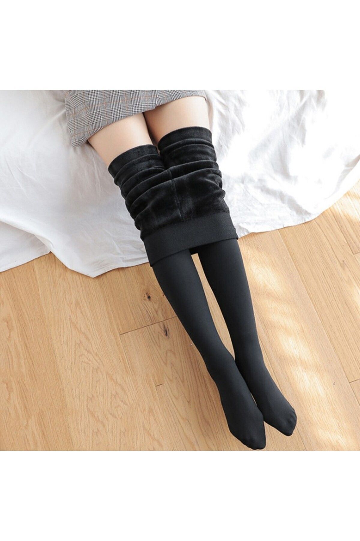 TECHNO 8Q Hotlife Karın Basen Ve Bacak Toparlayıcı Korse Külotlu Peluşlu Çorap Siyah