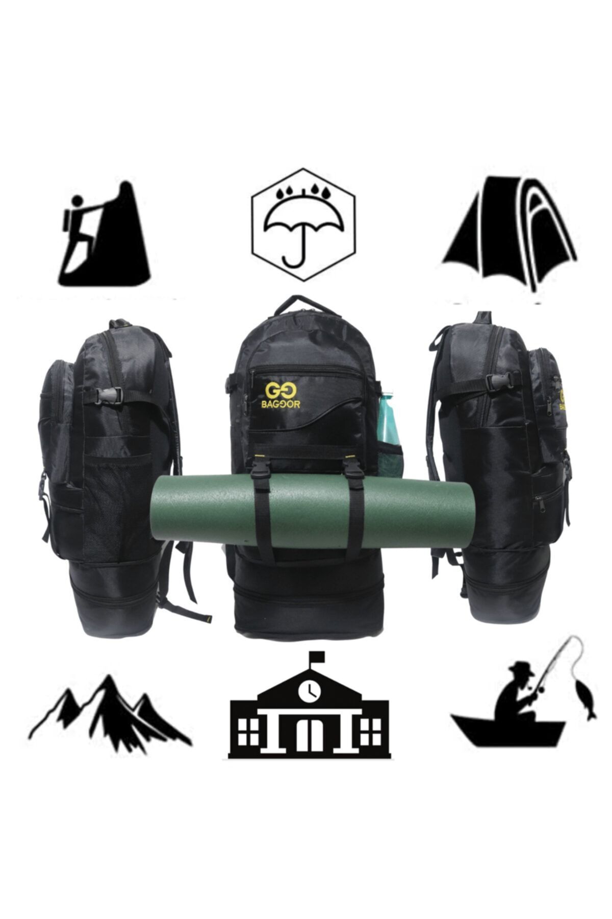 کوله پشتی زنانه مشکی Baggor | 4502165 اورجینال - تصویر 6