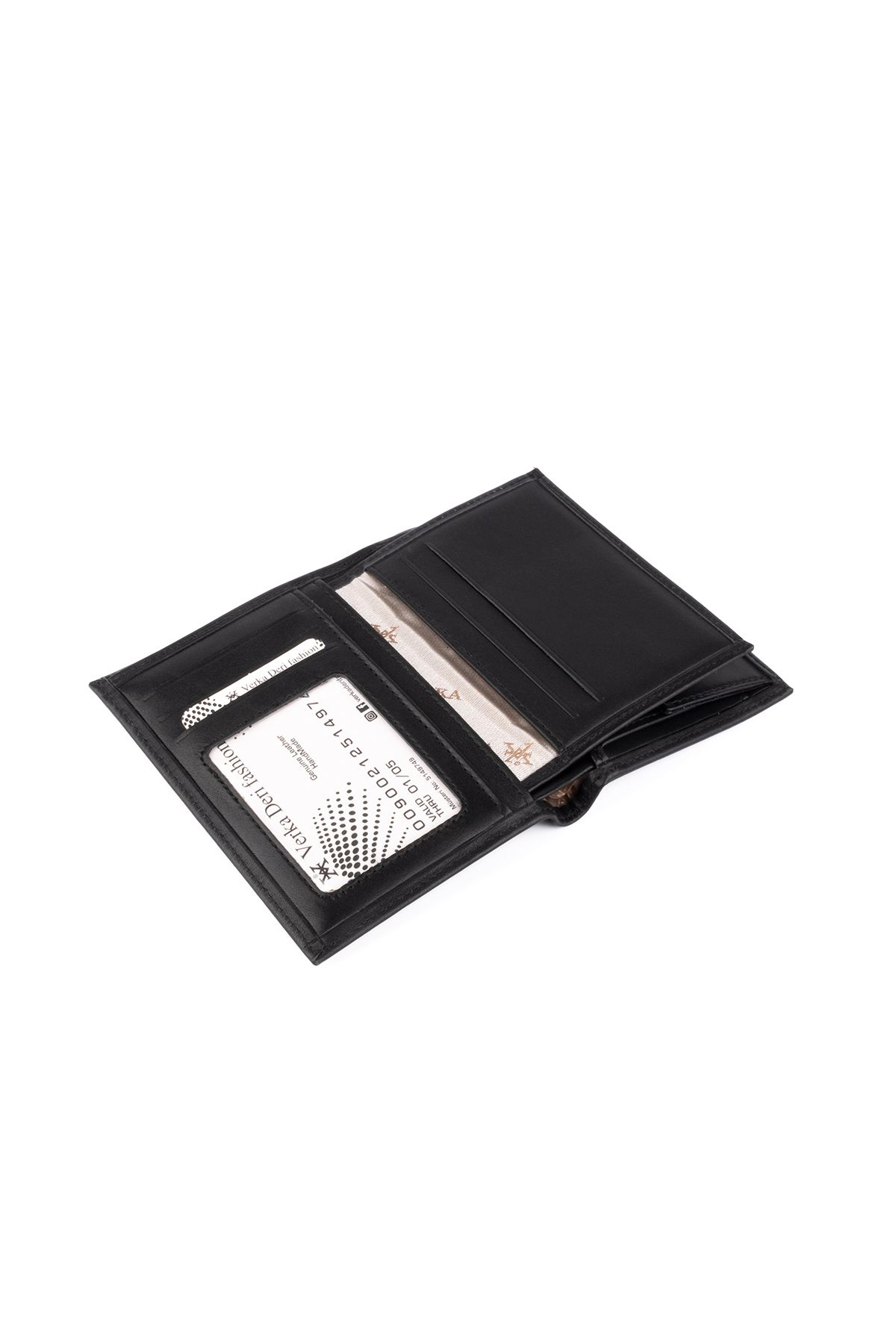 کیف پول مردانه کاغذ عمودی چرمی اصلی چرم مقایسه شده با کارت اتفاق می افتد و ذرت را در سیاه قرار دهد Verka