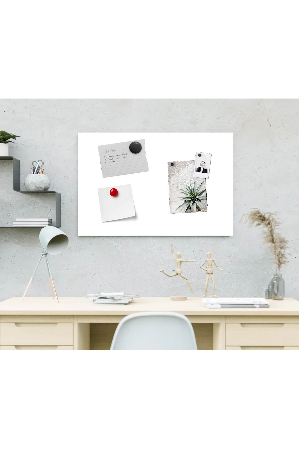 Dünya Magnet-White Magnet Decorative Magnet Board - 30x70 Cm, Metal 3