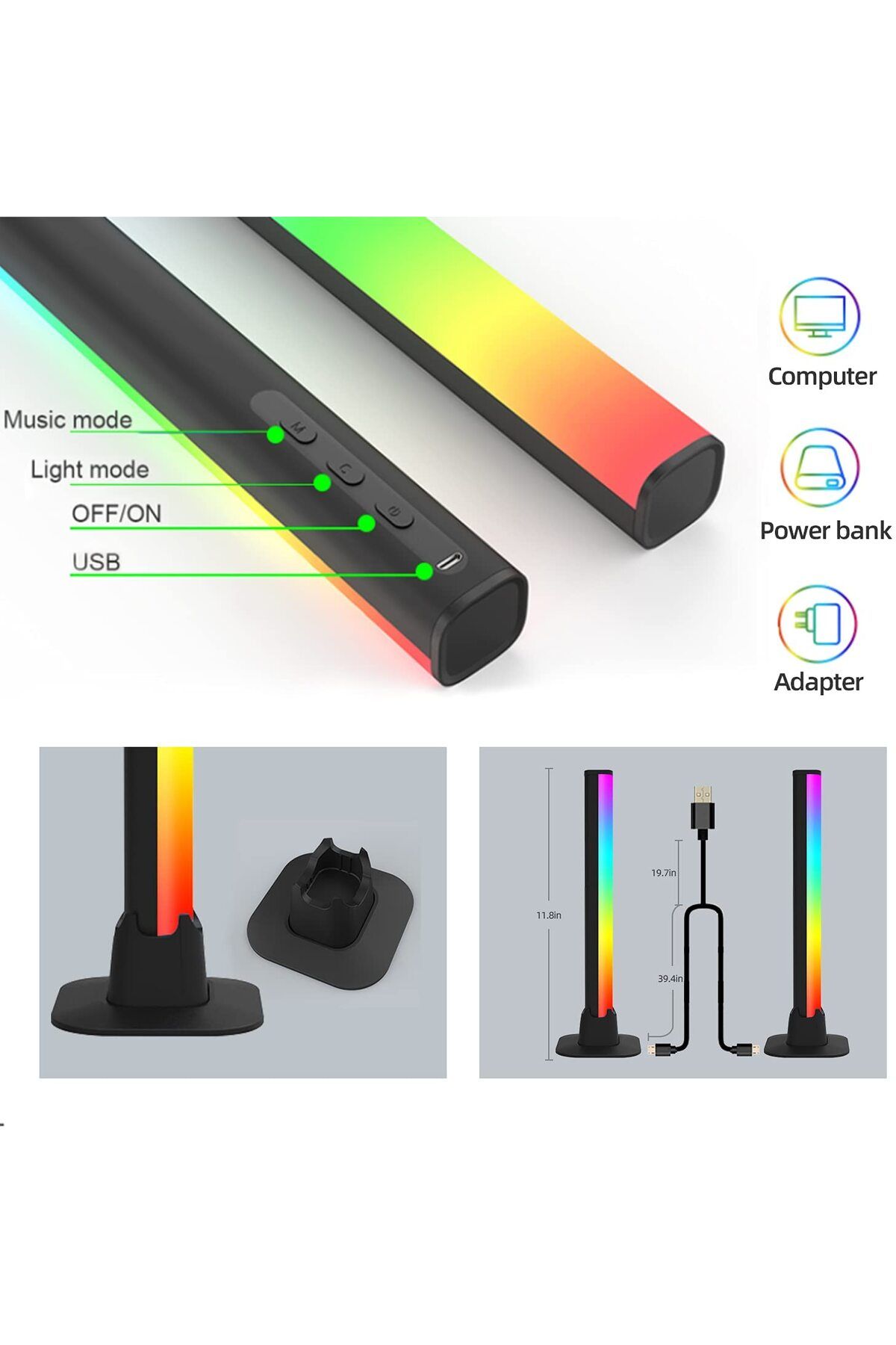 MtReal-Smart RGB LED Light Bars Night Light with Bluetooth APP Control Music Rhythm Lights Backlight for... 6