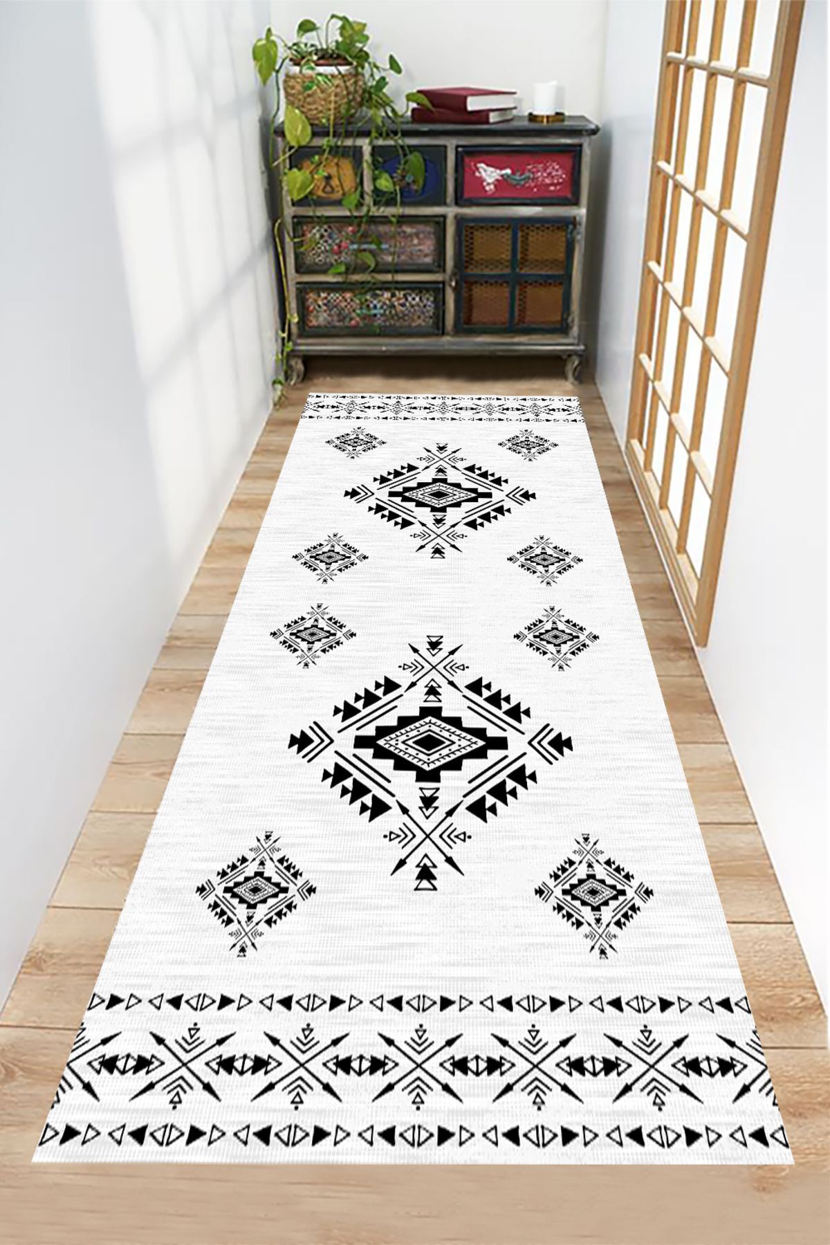 eco concept-Scandinavian Patterned - Thin Carpet with Runner and Non-Slip Base, Washable Decoration Carpet 2