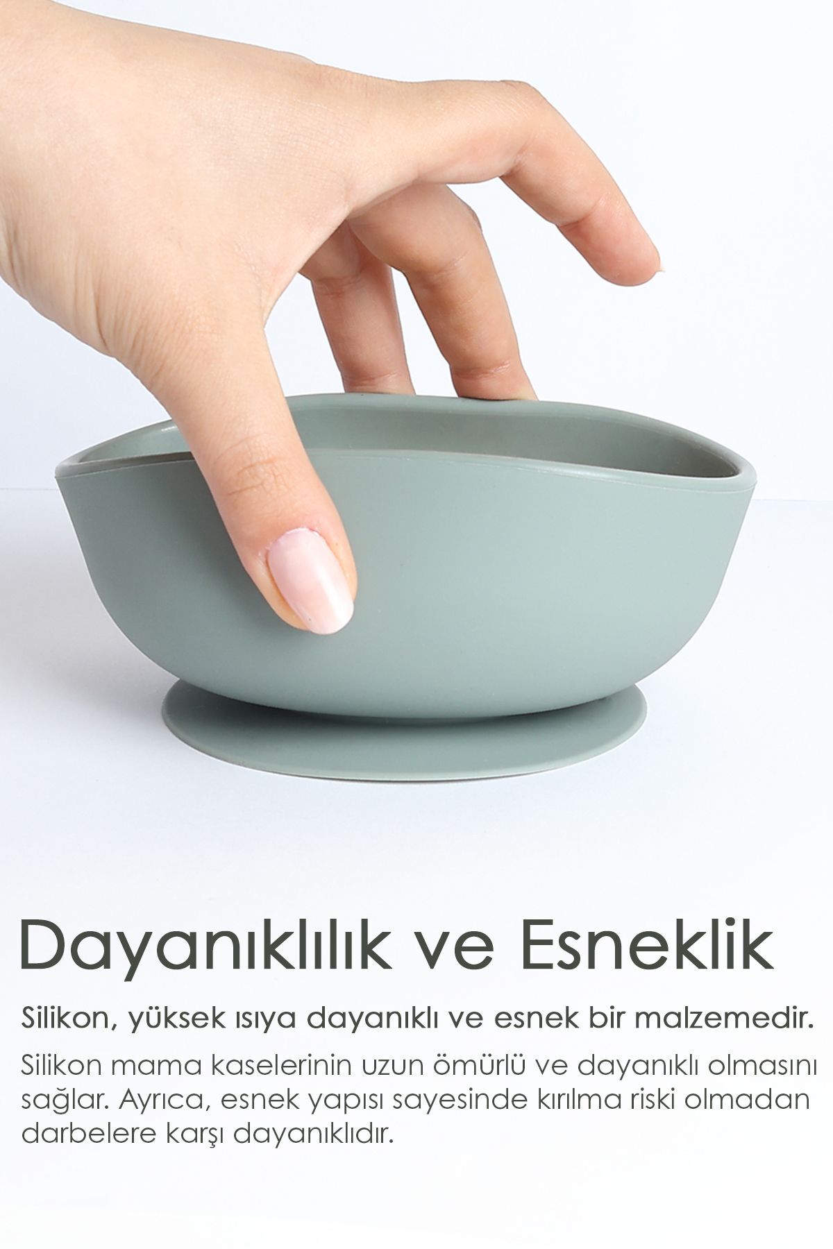 Meleni Baby Vakumlu Silikon Bebek Mama Kasesi - Vakum Tabanlı Kase - Yeşil fotoğrafı 3 (önizleme)