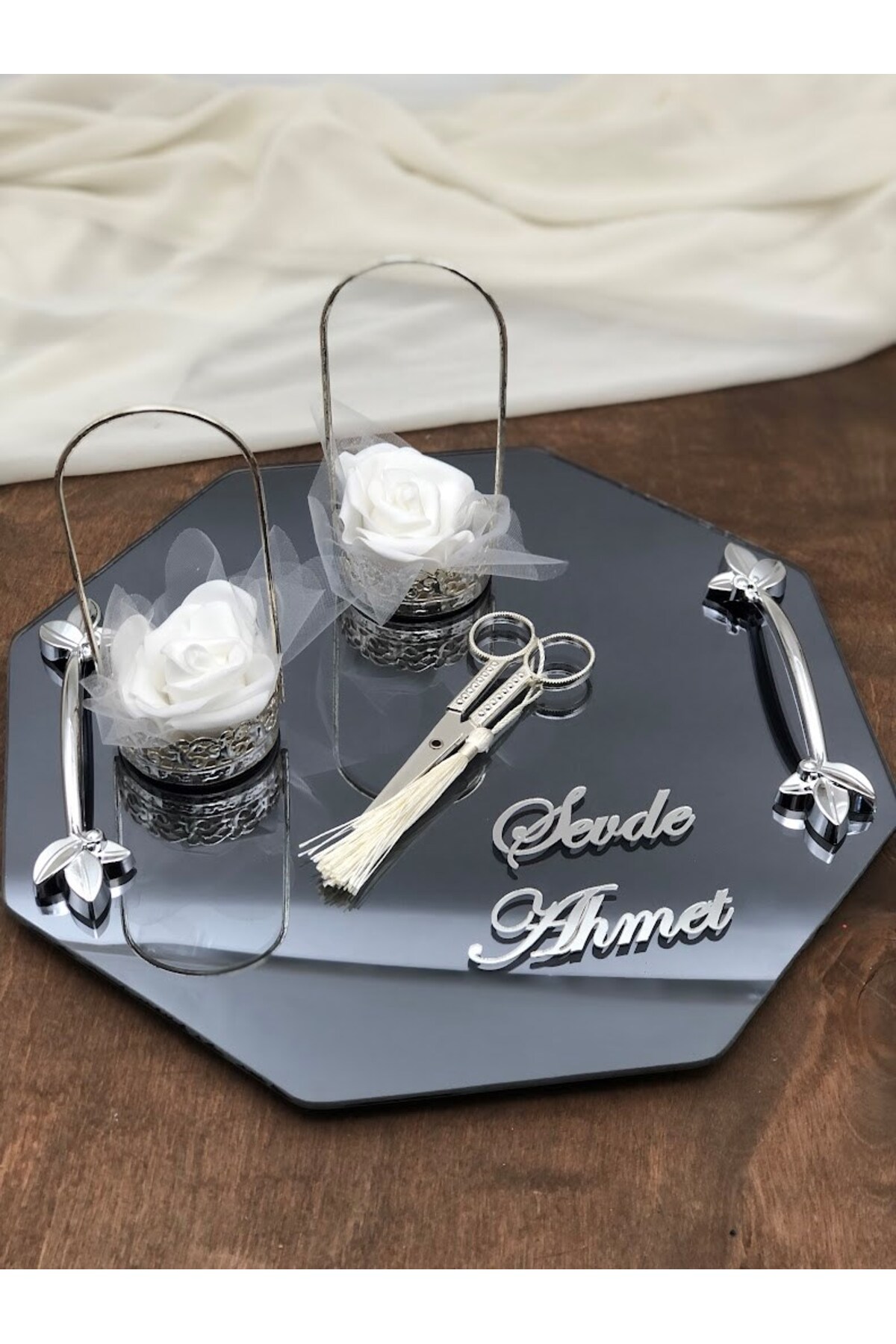 Masalsı Concept Söz Tepsisi Nişan Tepsisi Yüzük Tepsisi Kız Isteme Tepsisi Makas Yüzüklük