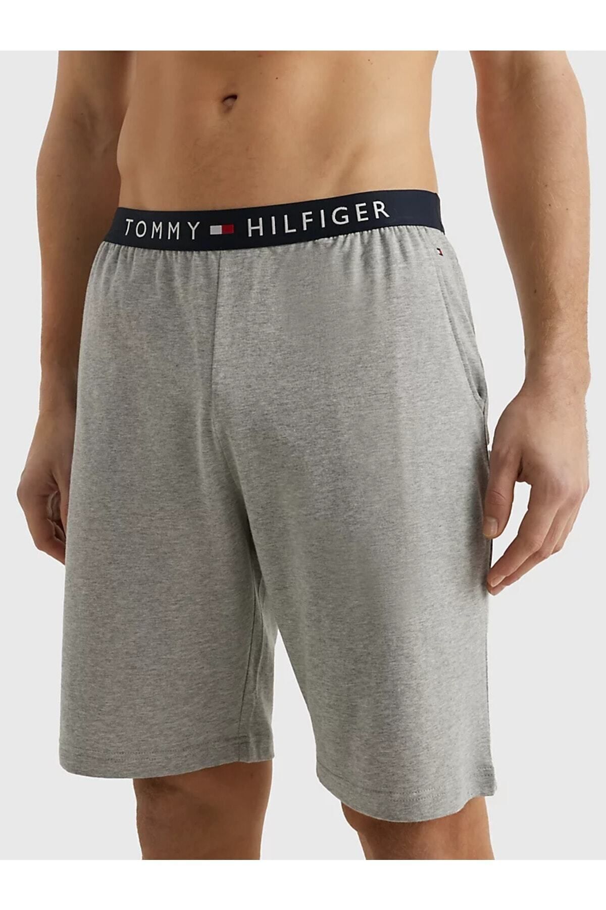 شلوارک مردانه کشدار کمر کوتاه طوسی با نشان UM0UM03080-P61 Tommy Hilfiger