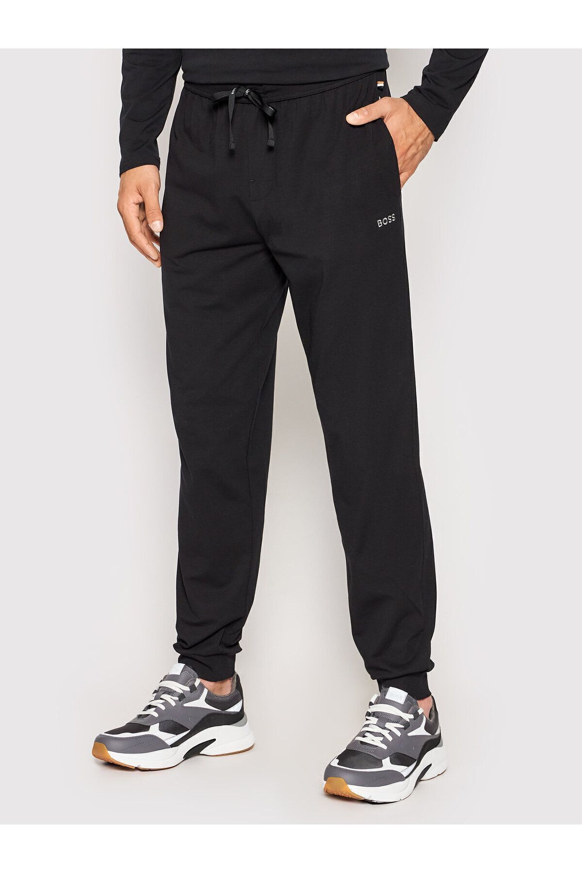 سویشرت مشکی مردانه آستین بلند Slim Fit Sweatshirt 001 BOSS