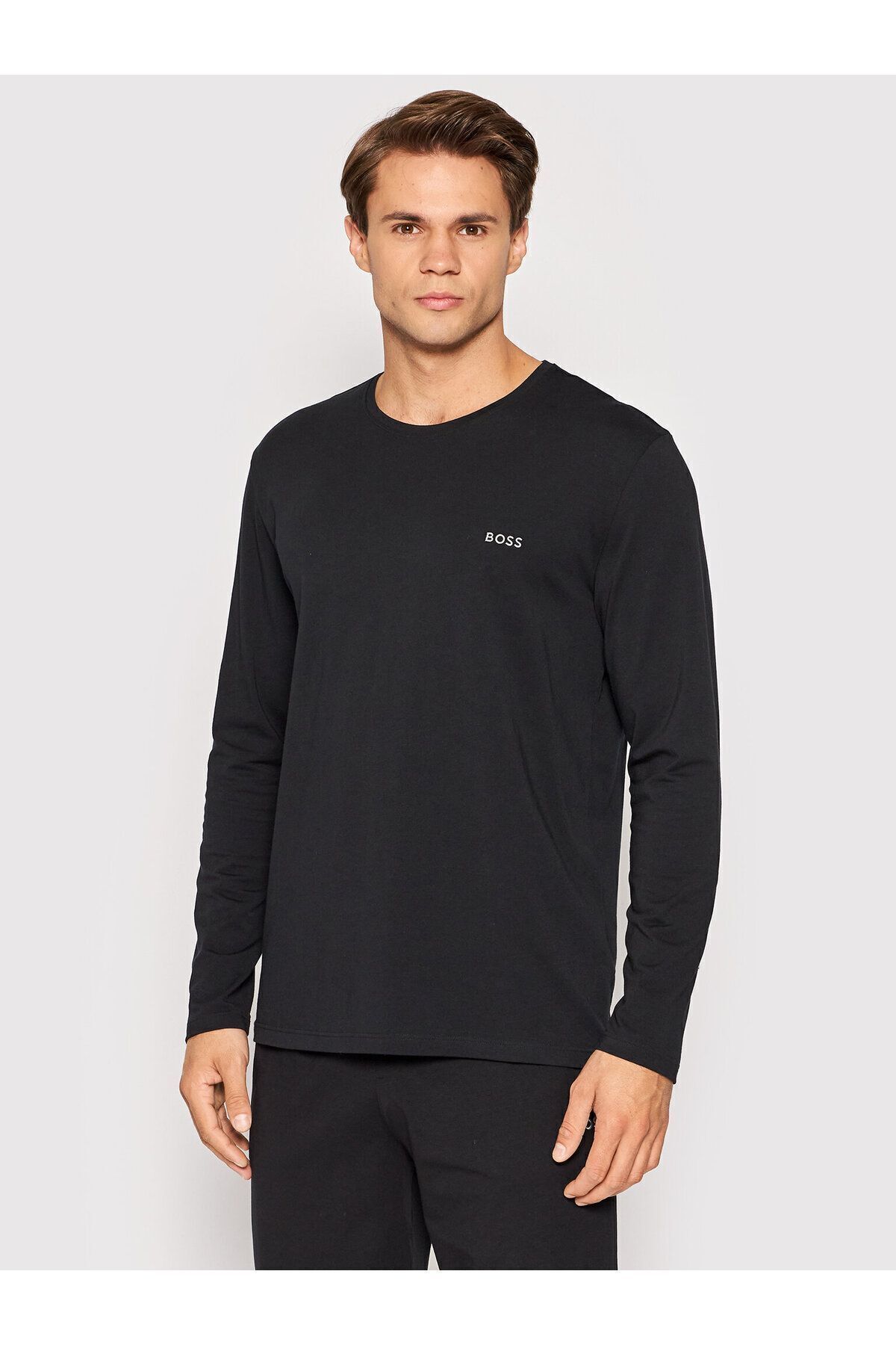 سویشرت مشکی مردانه آستین بلند Slim Fit Sweatshirt 001 BOSS