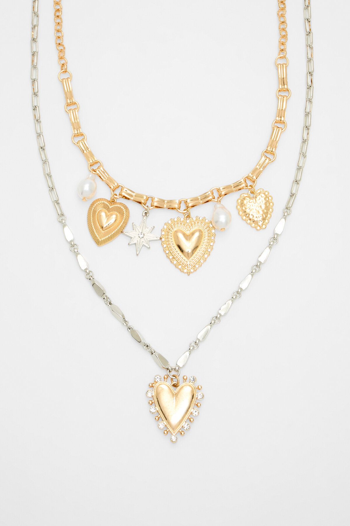 Stradivarius-Set of 2 Multi-Heart Necklaces 1