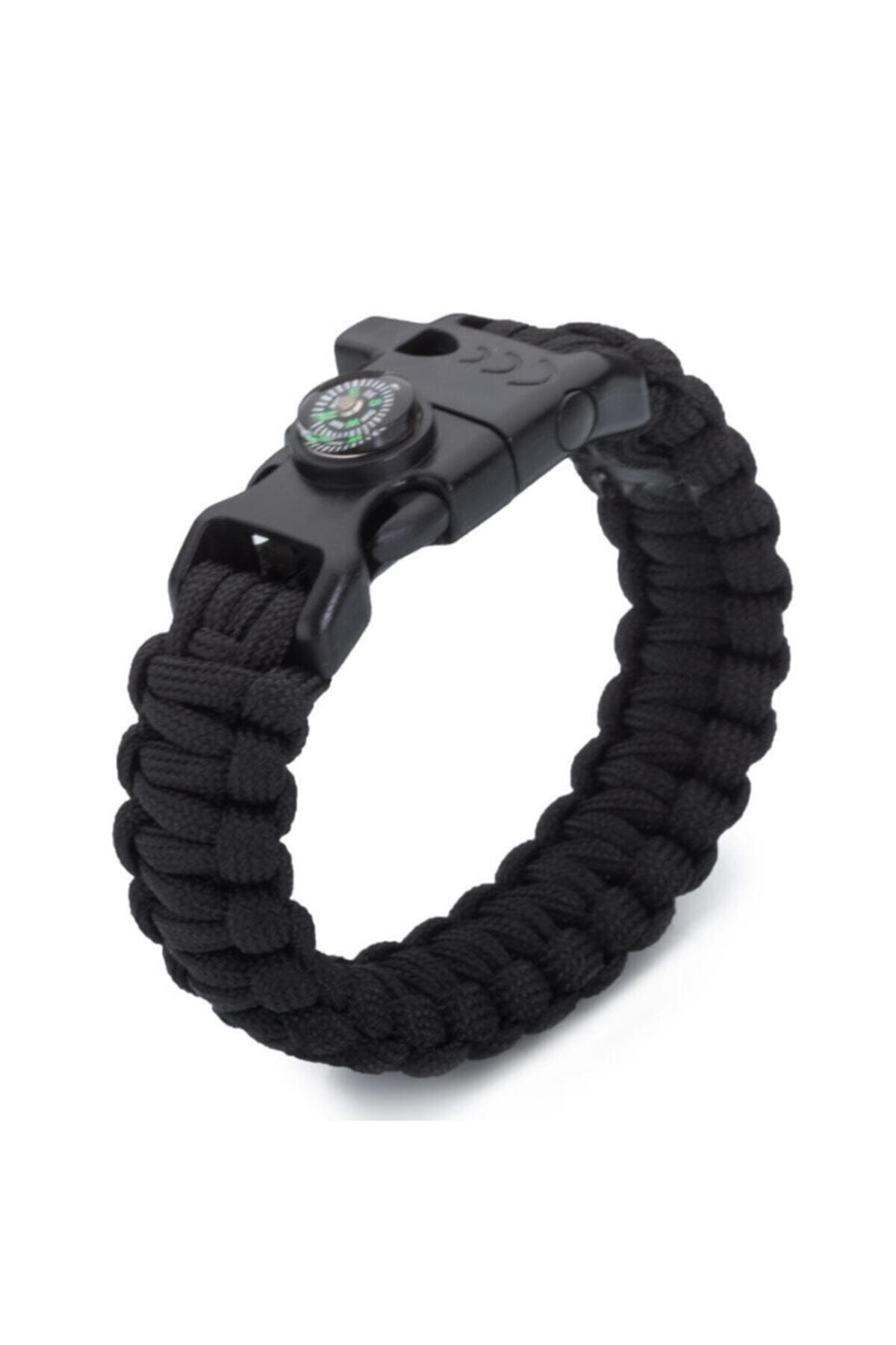 Tactical Black Color Paracord Bracelet Multipurpose 5in 1 Camper Bracelet