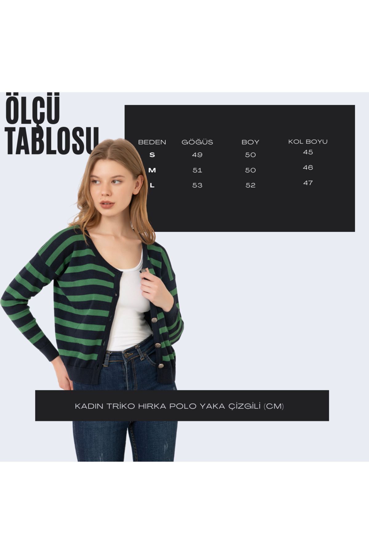 Give Way  Kadın Çizgili Triko Hırka (HEDİYE KUTULU) - Görsel 7