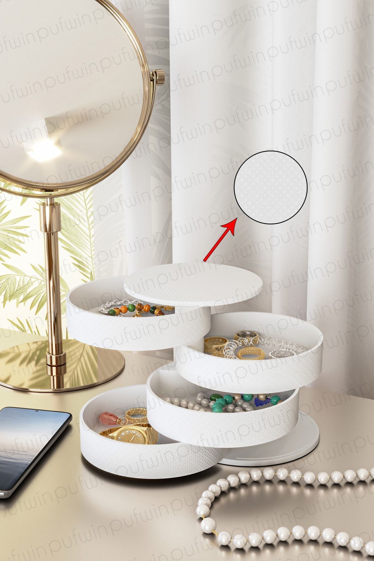 Pufwin Home-Organizator de cutie de depozitare pentru bijuterii și bijuterii de culoare chihlimbar 2