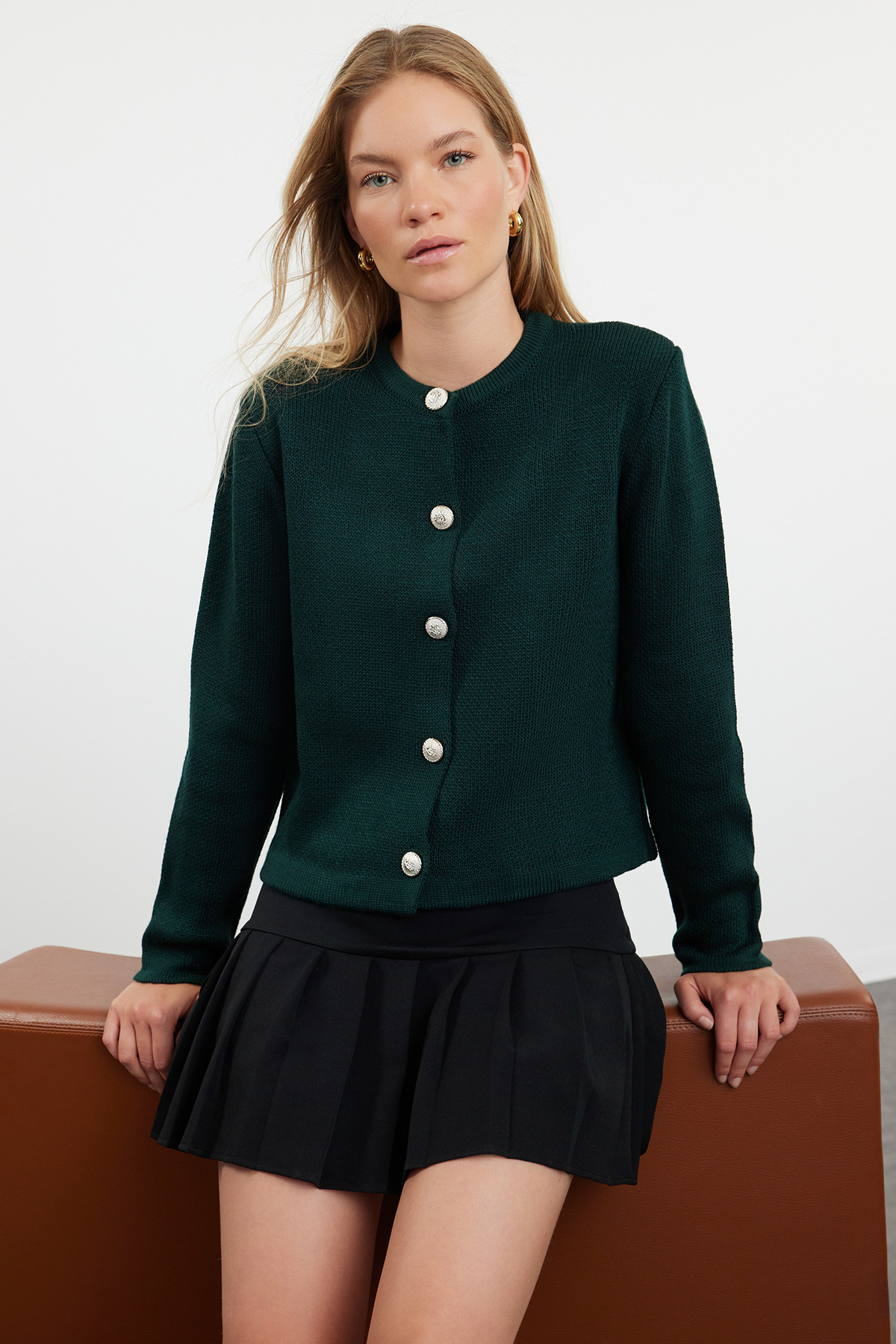 Trendyol Collection Emerald Green Knitwear Cardigan - Jacket Look, Twoaw24Hi00090