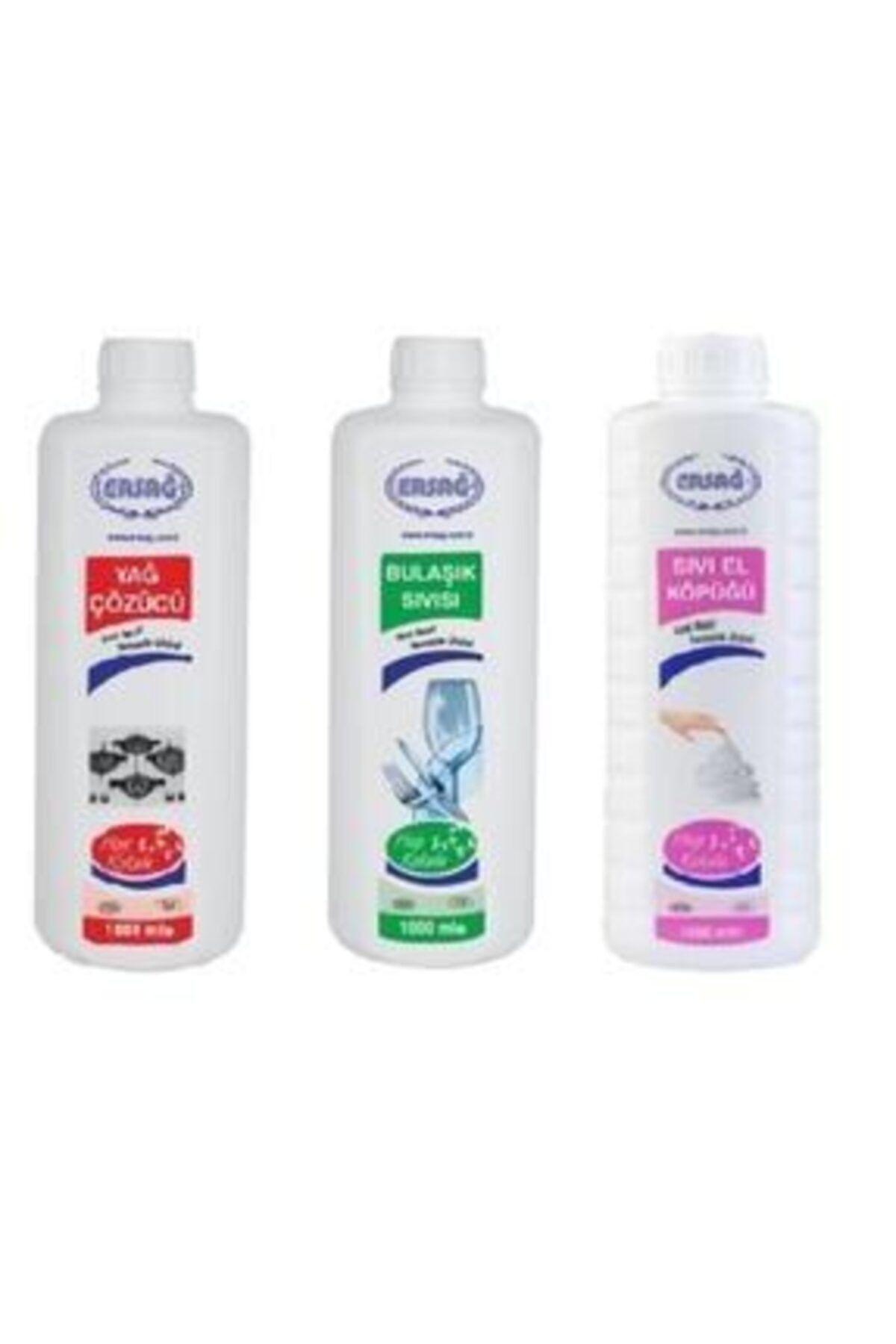Ersağ Yağ Çözücü 1000 ml Bulaşık Sıvısı 1000 ml ve Sıvı El Köpüğü 1000 ml