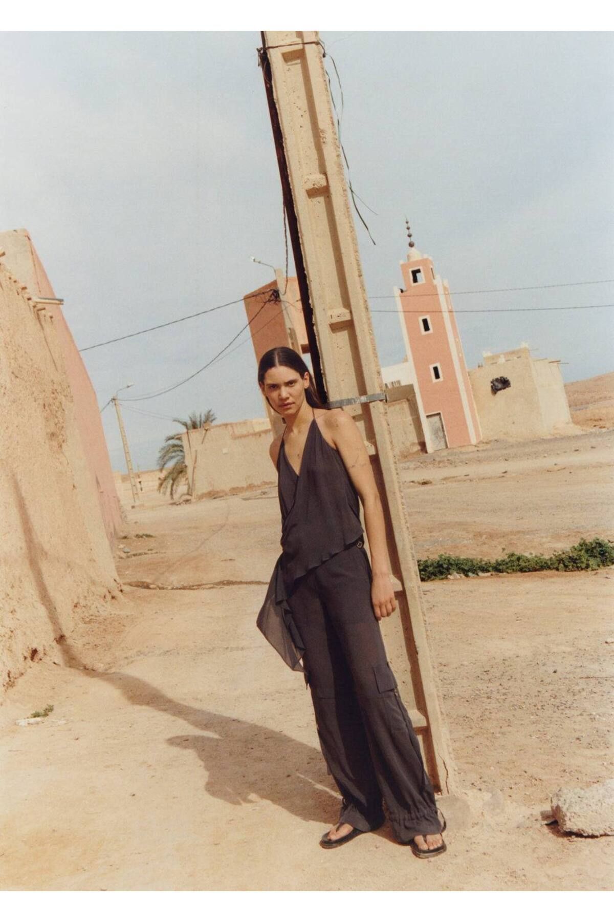 MANGO Woman-Blouse with Open Back Drape 8