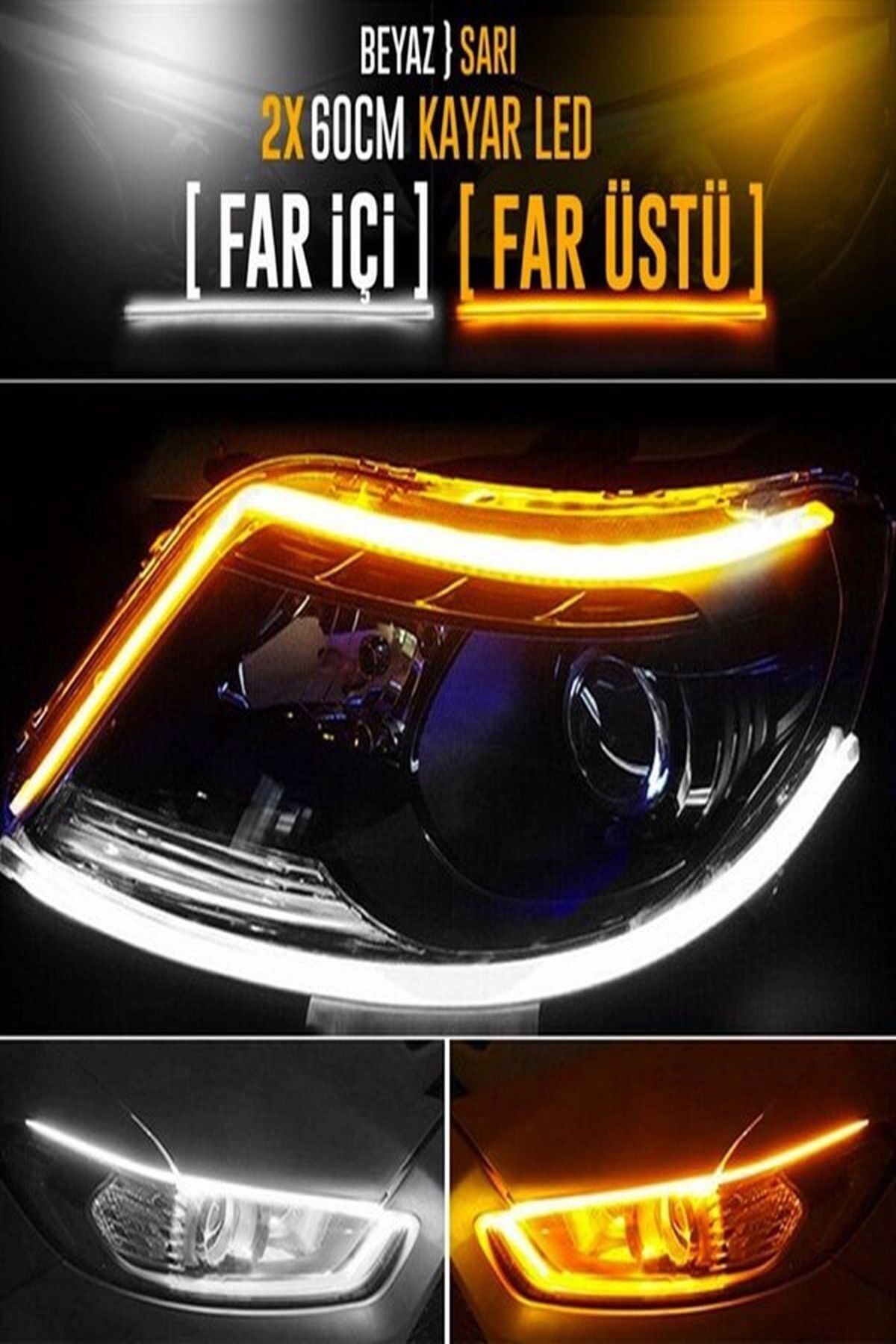 DNA Yüksek Kalite Selamlamalı Açılış Animasyonlu Far Kaşı Beyaz Kayar Sinyalli Far Üstü Slim Led