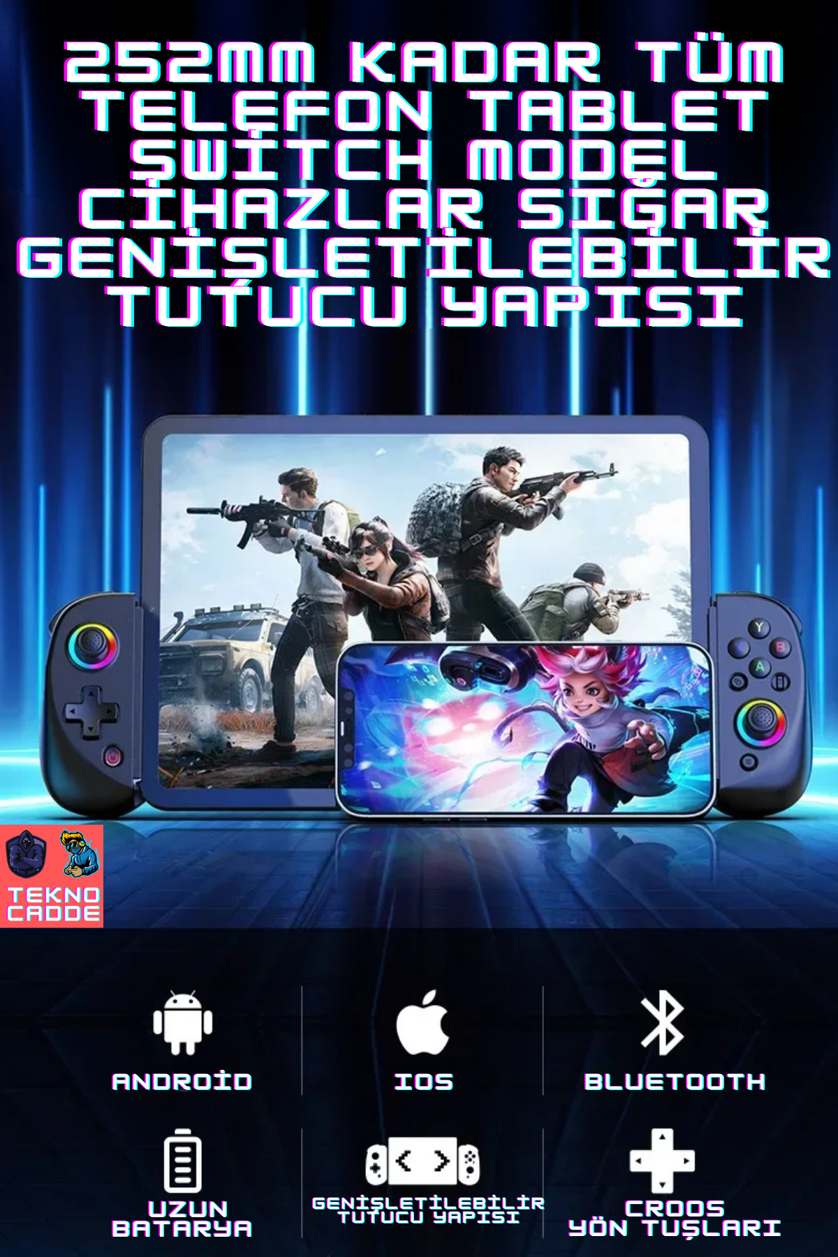 BSP-D8 Ps3/Ps4/Switch/Switch OLED/IOS/Android Tablet Telefon Uyumlu RGB Joystick GAMEPAD 3