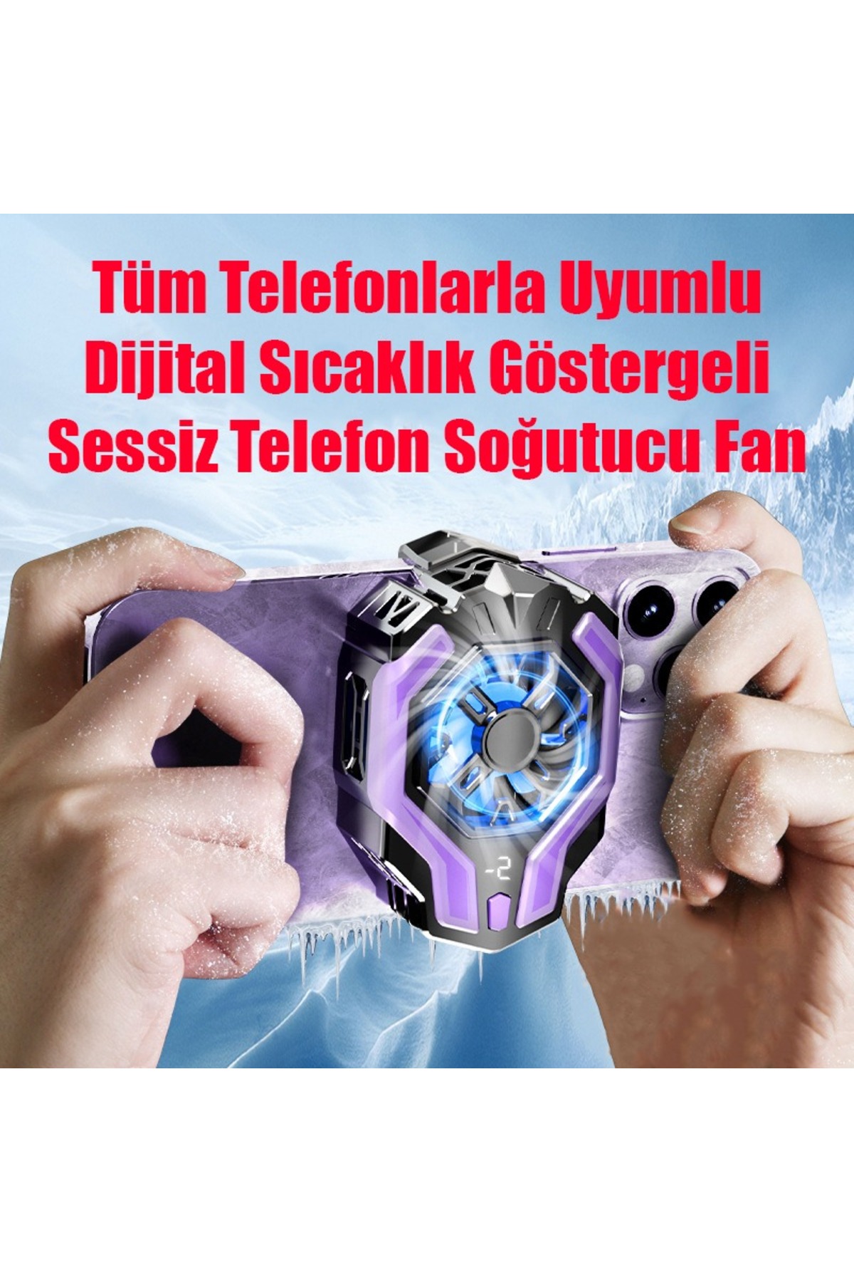 Yüksek Kalite Dijital Sıcaklık Göstergeli 3 Kademeli Soğutucu Soğutma Fanı Radyatör Sessiz Işıklı