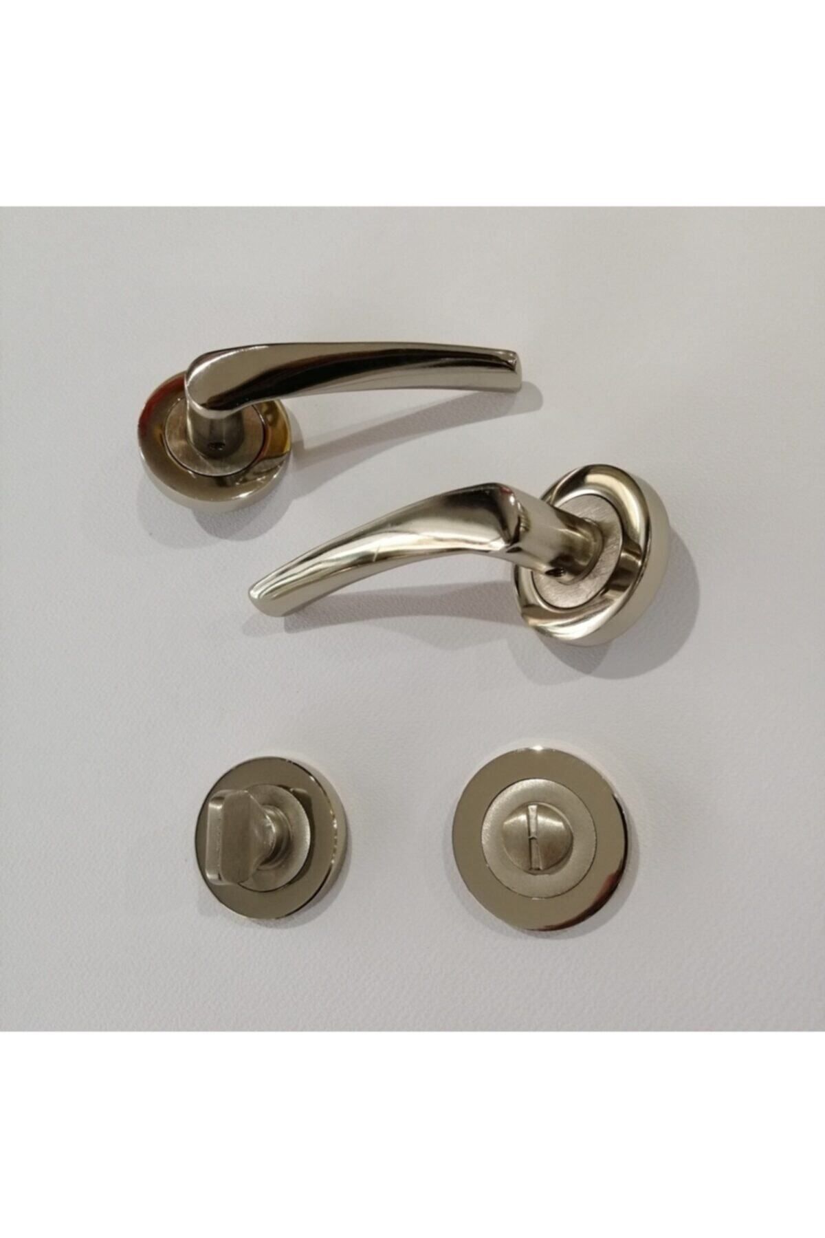 BDS-Bravo Badge Nickel Satin WC Door Handle Set - 1 Door 1