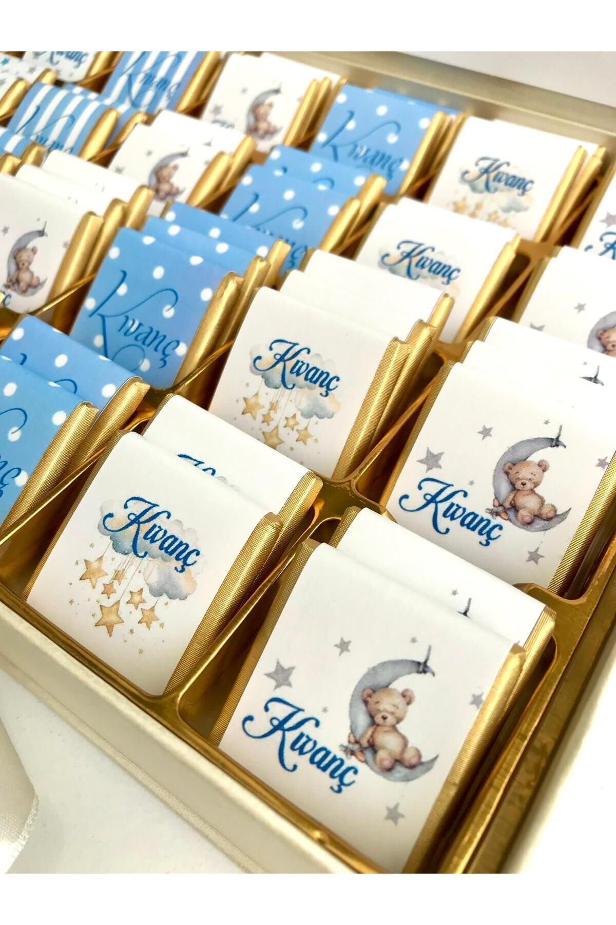 Minemiss Tasarım Kutulu İsme Özel Tasarımlı Kız-Erkek Bebek Çikolatası 60 Adet Dogum-Yaş Günü-Hediyelik Çikolata fotoğrafı 2 (önizleme)