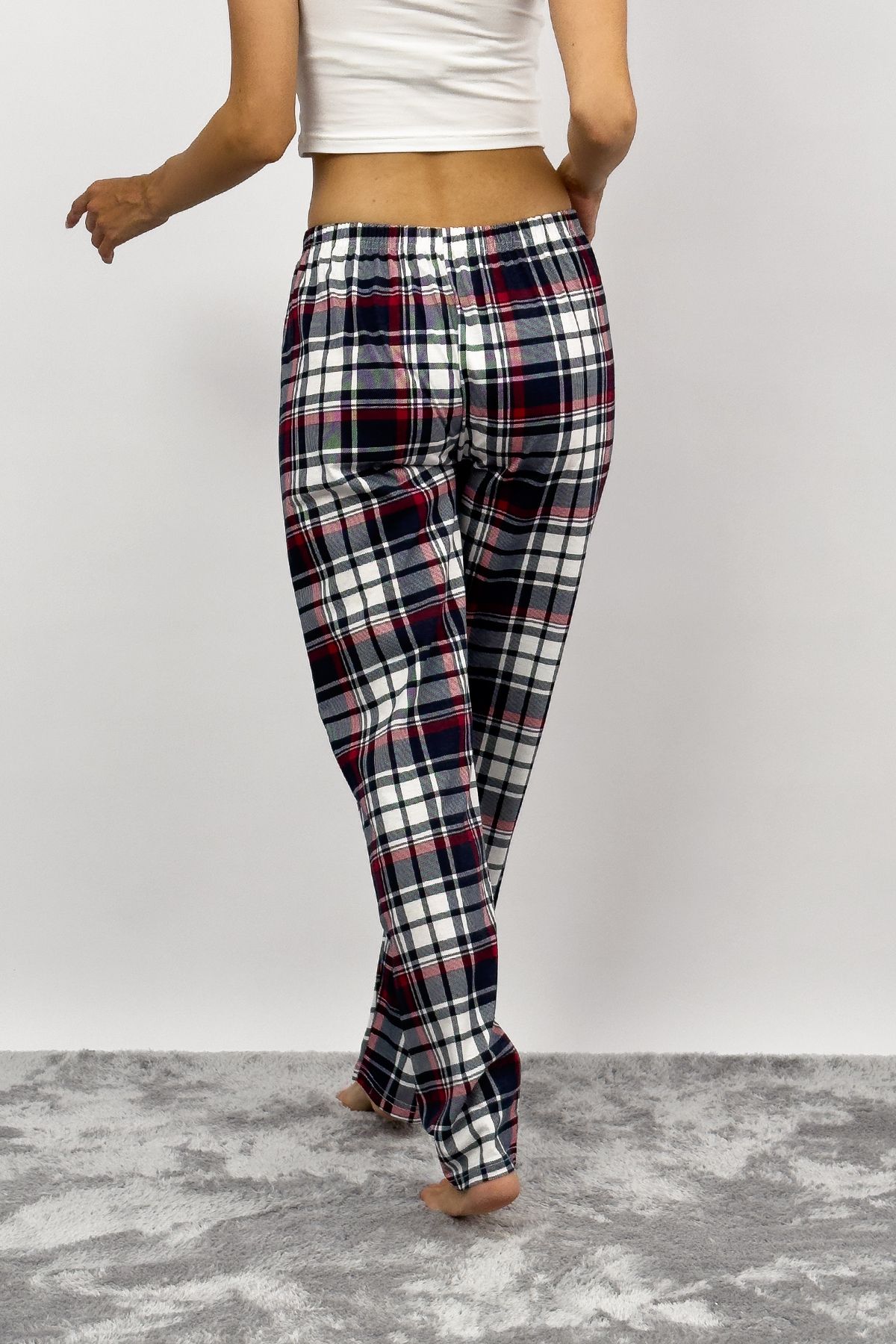 Betimoda Kad n Pamuklu Ekose Desenli Pijama Alt E ofman Kurdeleli Bordo Lacivert Kare Fiyat Yorumlar Trendyol