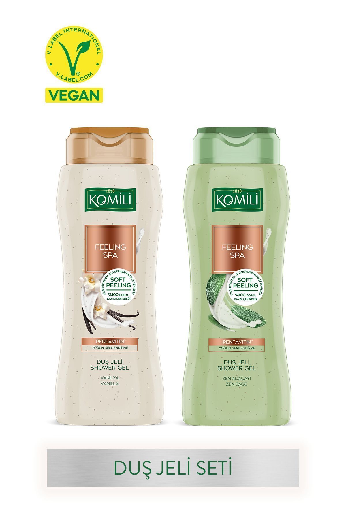 Komili Feeling Spa 2'li Peeling Etkili Duş Jeli Seti - Vegan - 2 x 500 ML