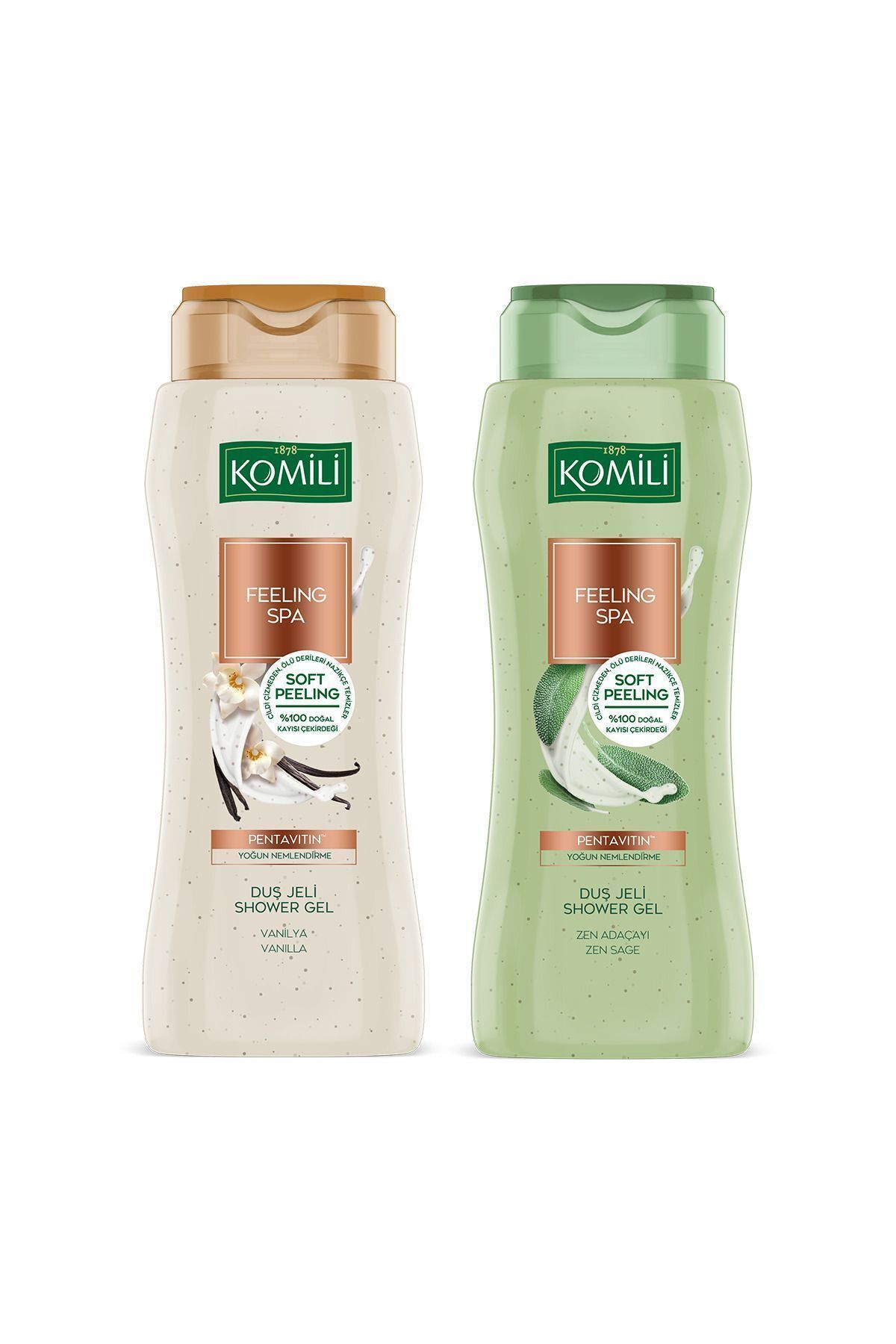 مجموعه 2 عددی ژل دوش پیلینگ افکت Feeling Spa - Vegan - 2 x 500 ML Komili