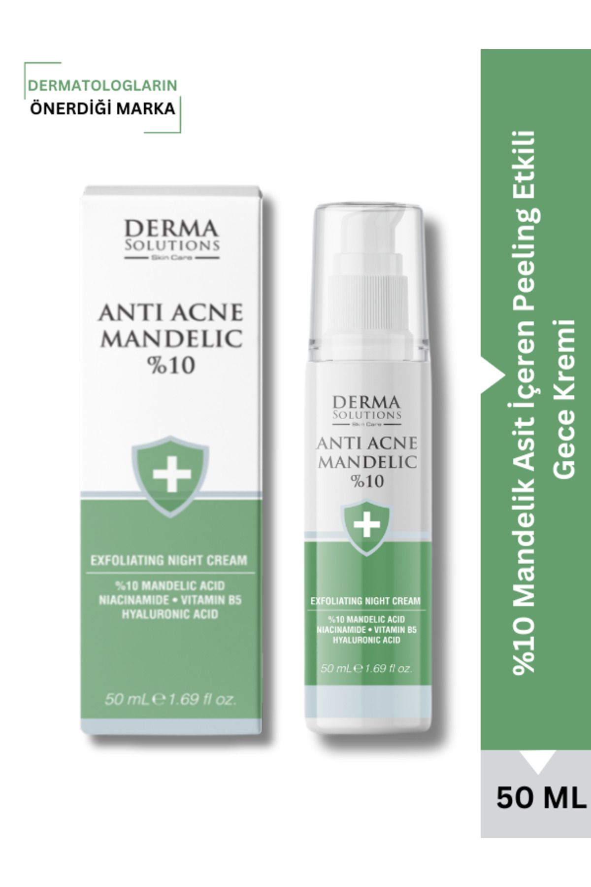 کرم ضد آکنه 10% ماندلیک اسید - کرم شب با اثر لایه بردار حاوی 10% ماندلیک اسید DermaSolutions