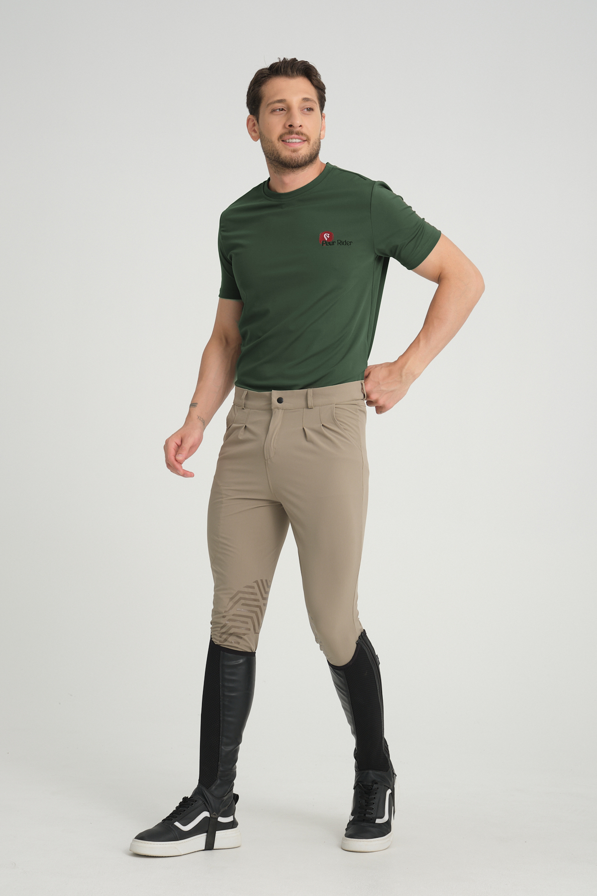 PEUR RIDER SHOP Silikon ve Cep Detaylı Erkek Binici Pantolonu Oliv