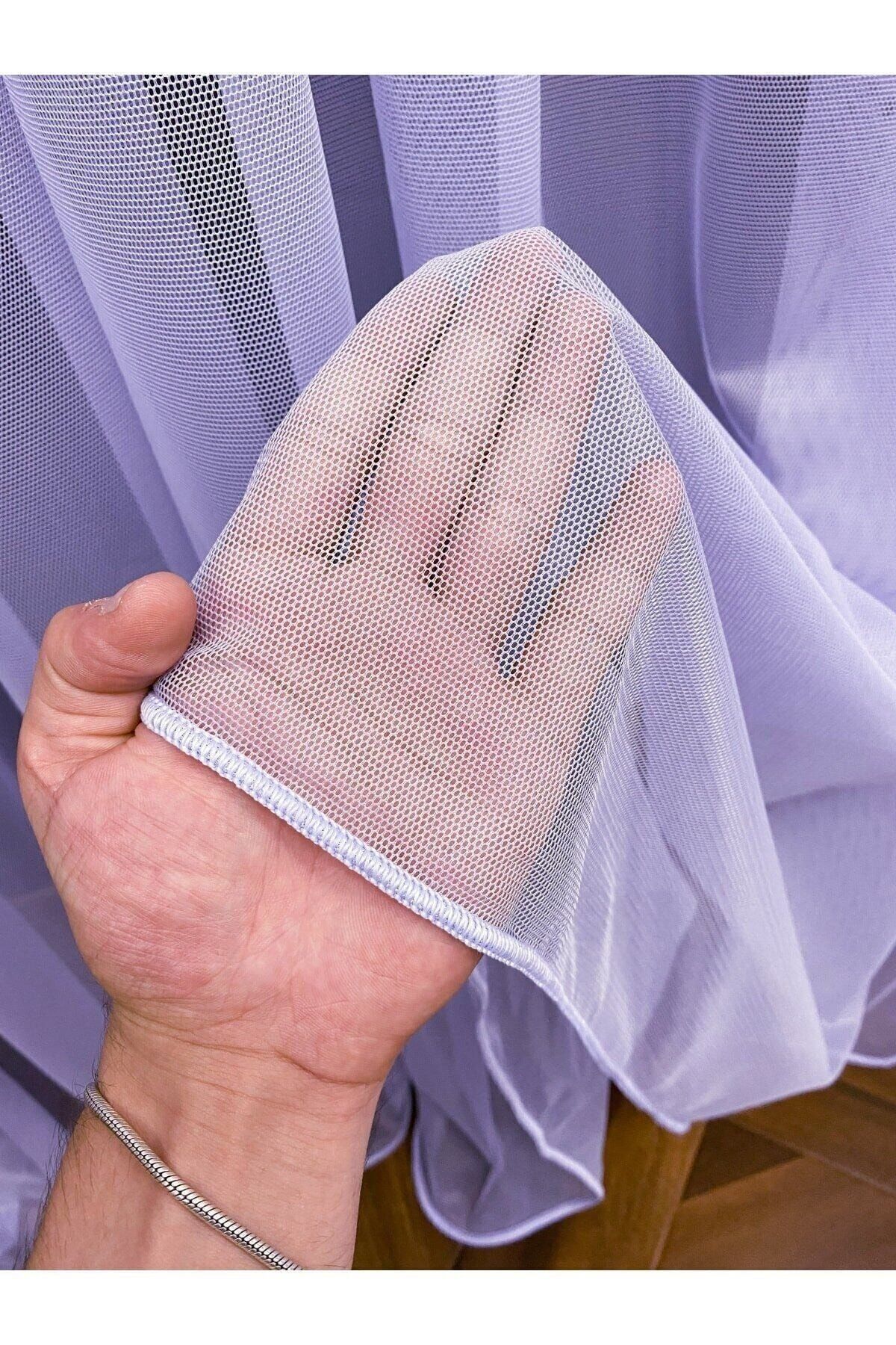 elision home-Light Lilac Grek Tulle Curtain - 350x250cm, Sparse Pleat, 1/2 3