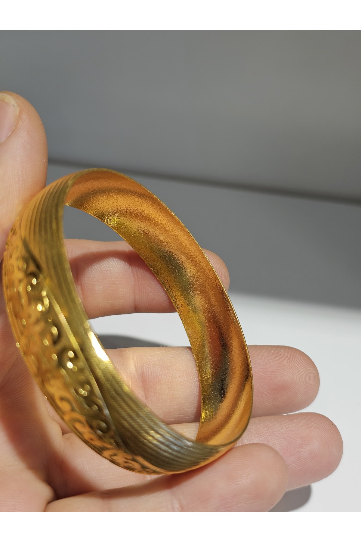22Ayar Altın Kaplama Meltem Desen Model Bilezik 1.5 Cm Eninde 3