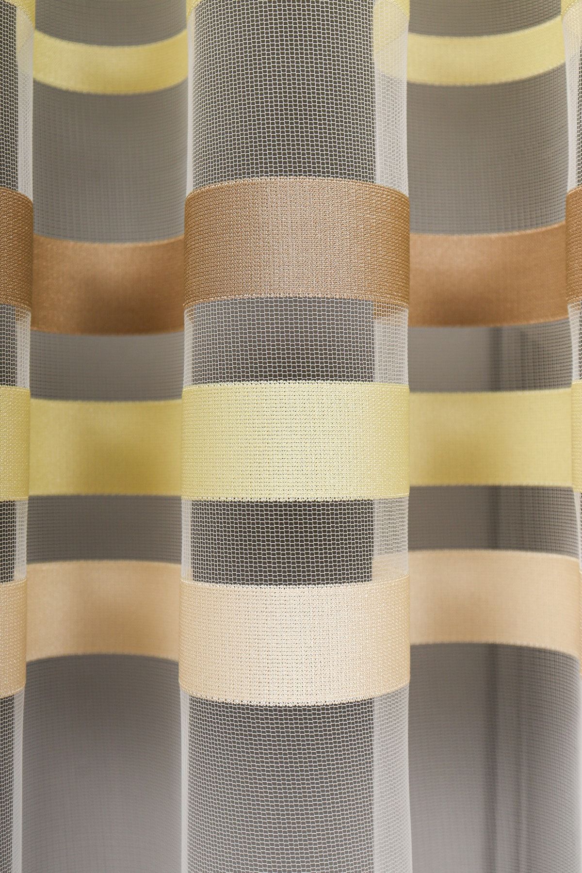 elision home-Transverse Striped Banded Sports Tulle Curtain, 100x270, Sparse Pleat, 1/2 6