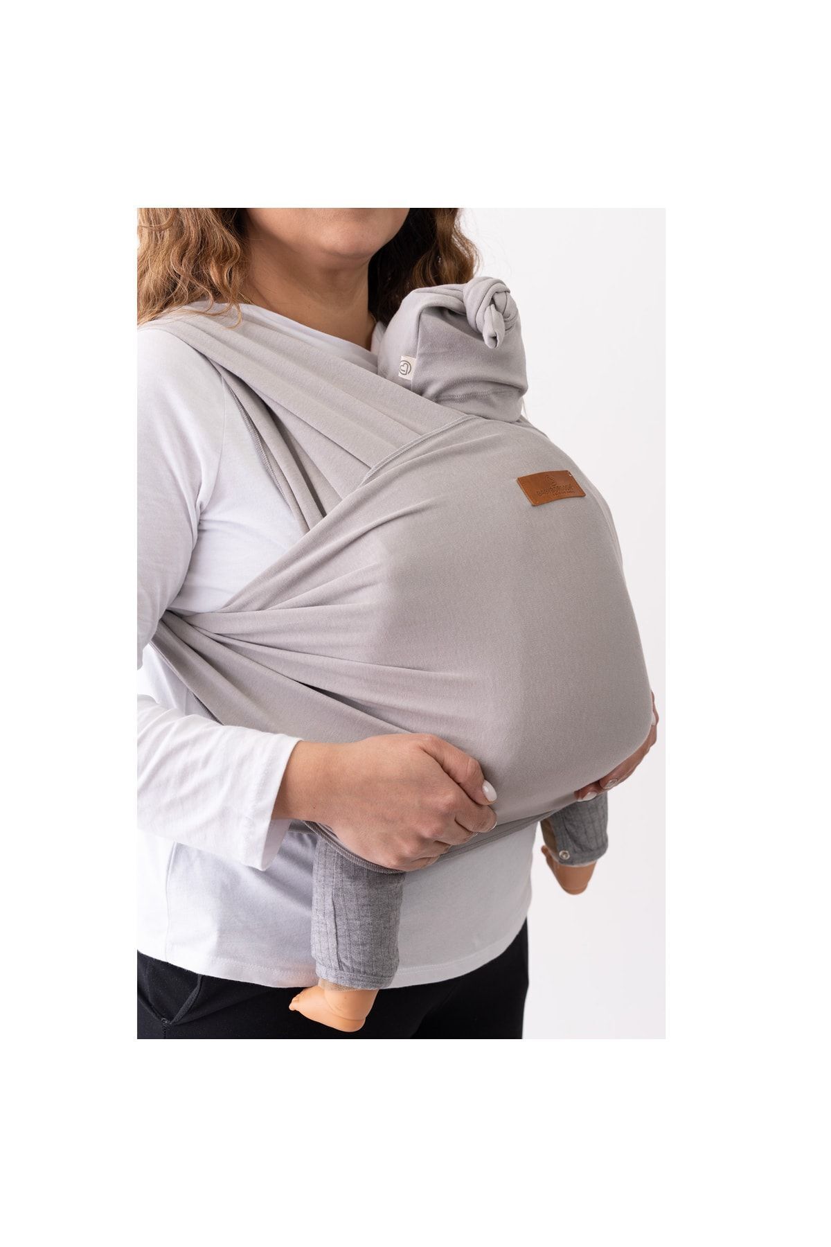 Boroosh Baby Yumuşak Bebek Sling %100 Pamuklu Kese Ve Bere Hediyeli Tatlı Gri Bebek Taşıma Şalı /oeko-tex fotoğrafı 3 (önizleme)