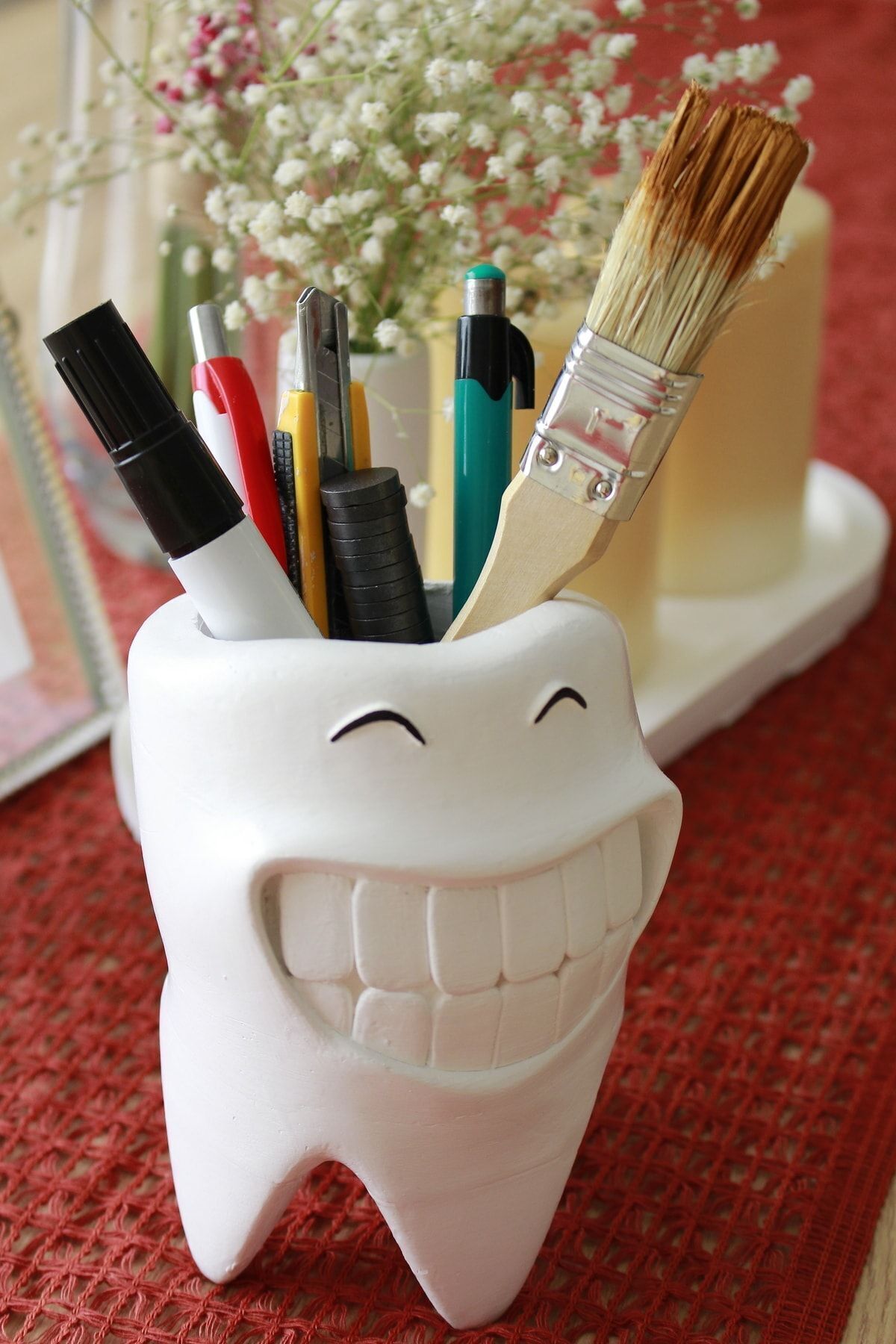 BİRSEV Beyaz Masaüstü Banyo Organizer, Okul Hediyesi, Sukulent Saksı, Diş Fırçalık, Diş Hekimi Hediye