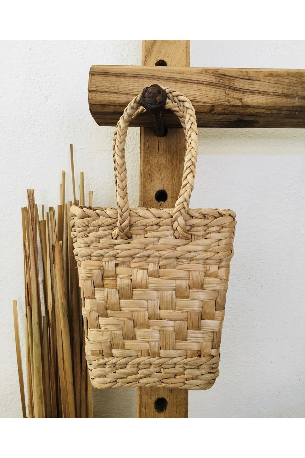 AFRALYAHOME Mutfak Banyo Çok Amaçlı Sepet / Askı Sepet Dekoratif Hasır ...