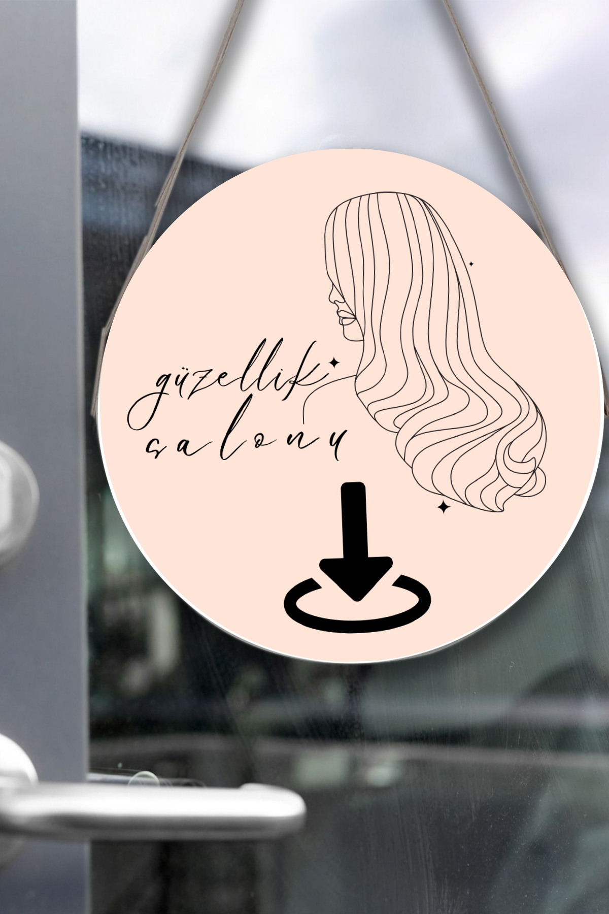 Beauty Salon Glass Door Board Welcome Sign, Women's Hairdresser Shop Ornament, Hanging Glass Door Table
