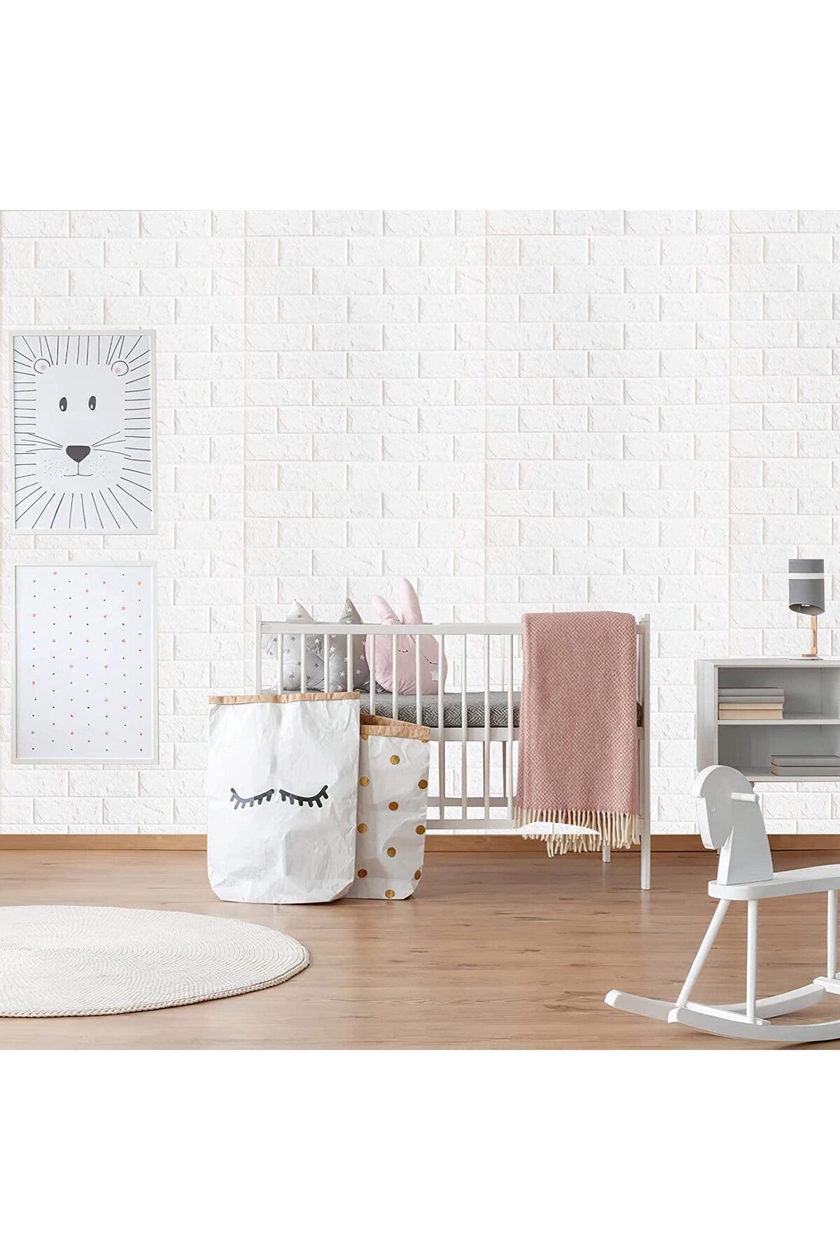 50x50 Cm 0,27 M2 Beyaz Kendinden Yapışkanlı Duvar Kağıdı Esnek Köpük Panel 3d Tuğla Desen