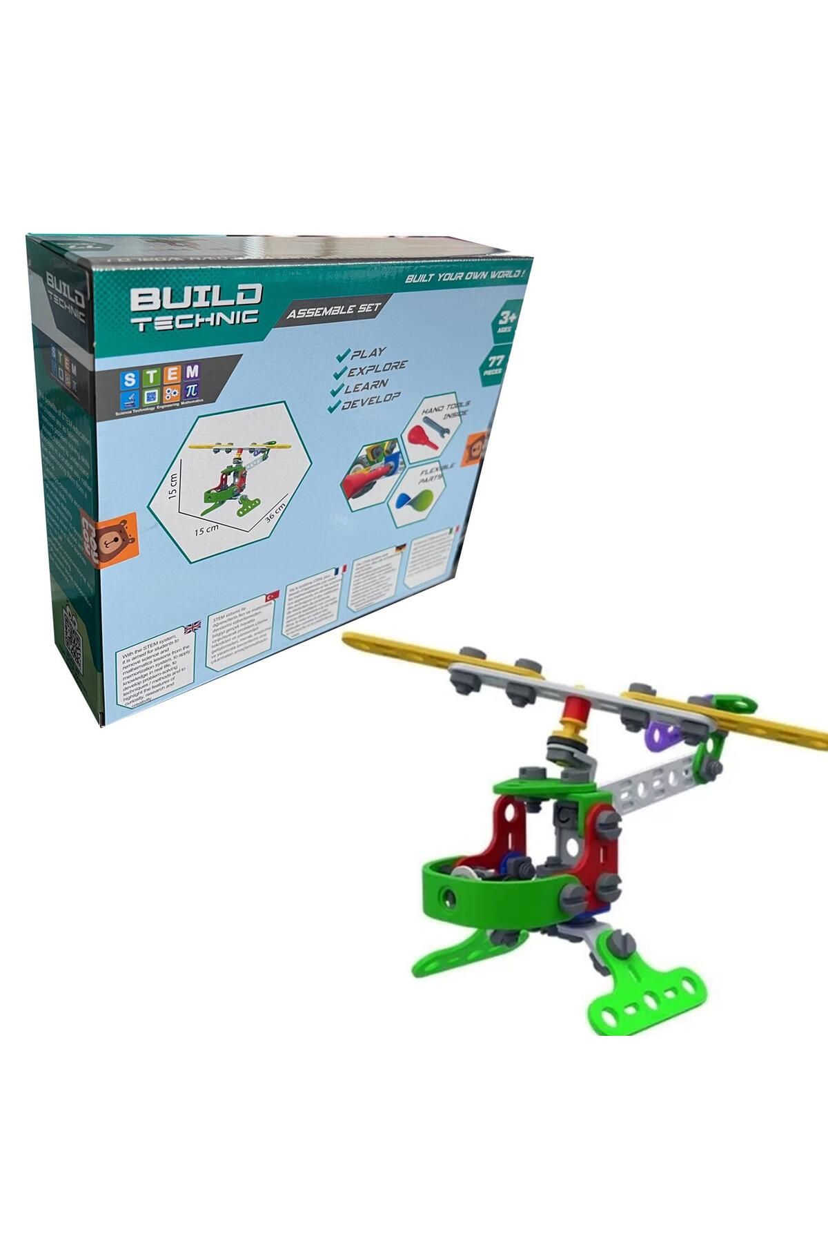Sole-Build Technic Set, 77 Pieces Plug-Down Helicopter Block Build Set 5