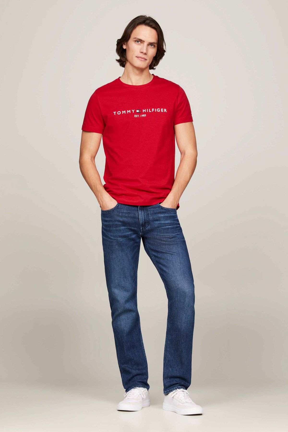 تی شرت قرمز مردانه چاپی آرم تامی Tommy Hilfiger