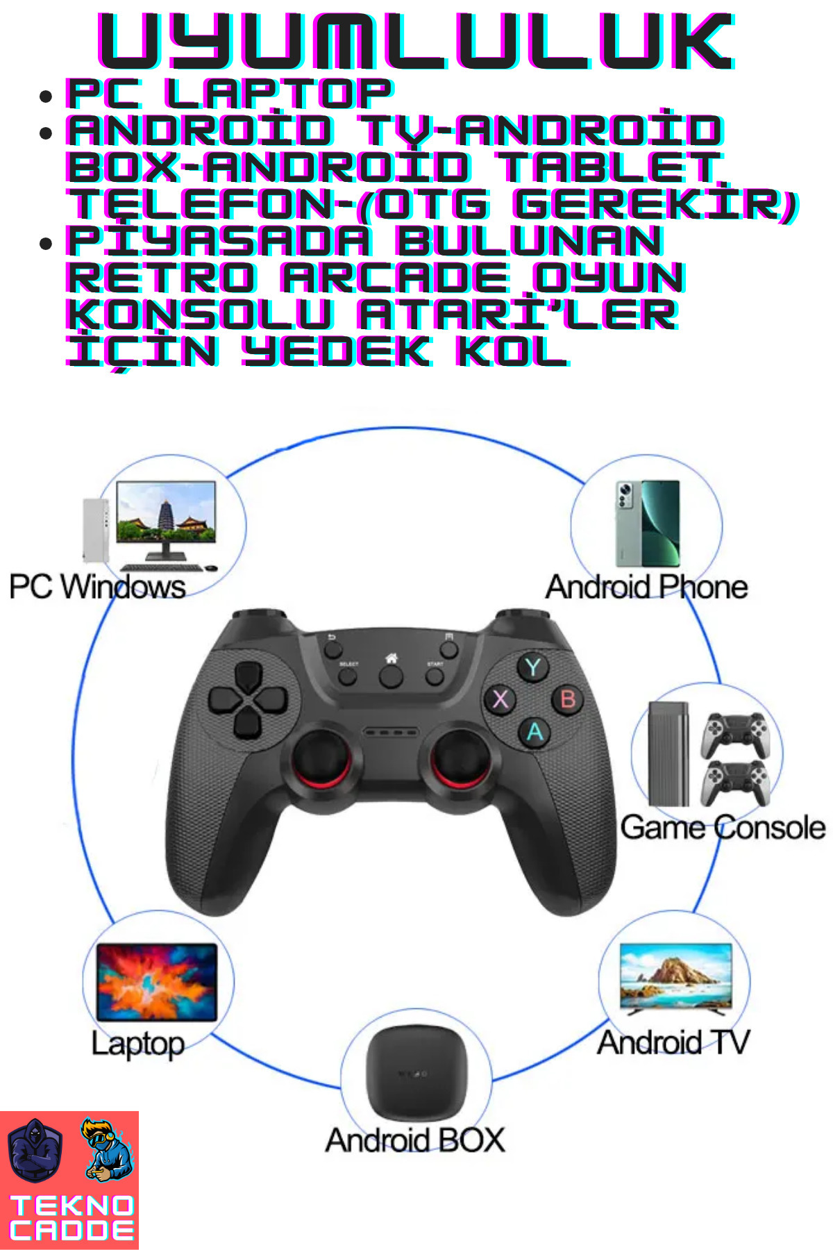 2.4G Kablosuz PC-LAPTOP-Android TV-TVBOX-TABLET TELEFON Uyumlu 2 Adet Joystick Kol 3