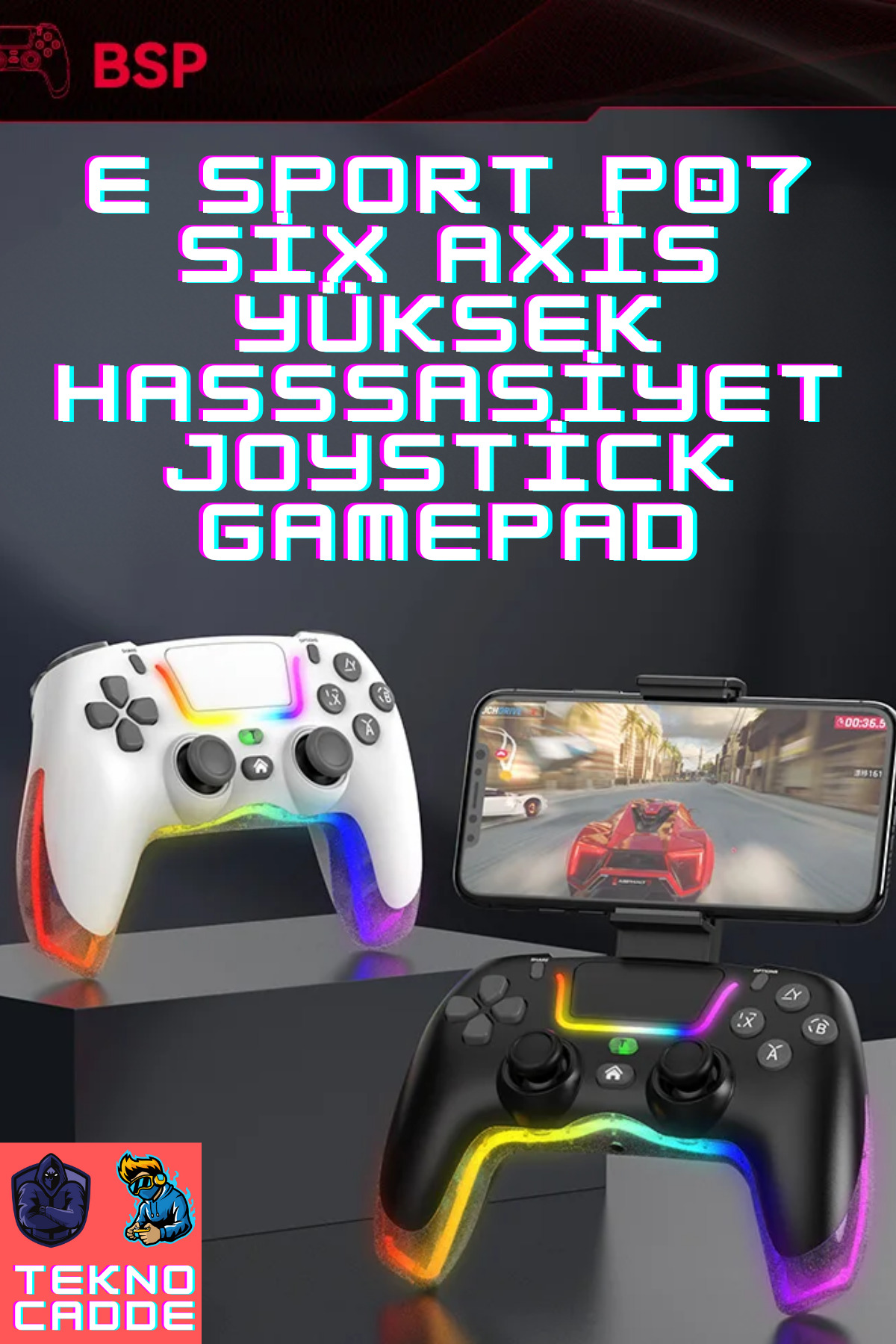 P07 PS4/SWİTCH/IOS/Android/PC Uyumlu RGB Bluetooth Joystick 2